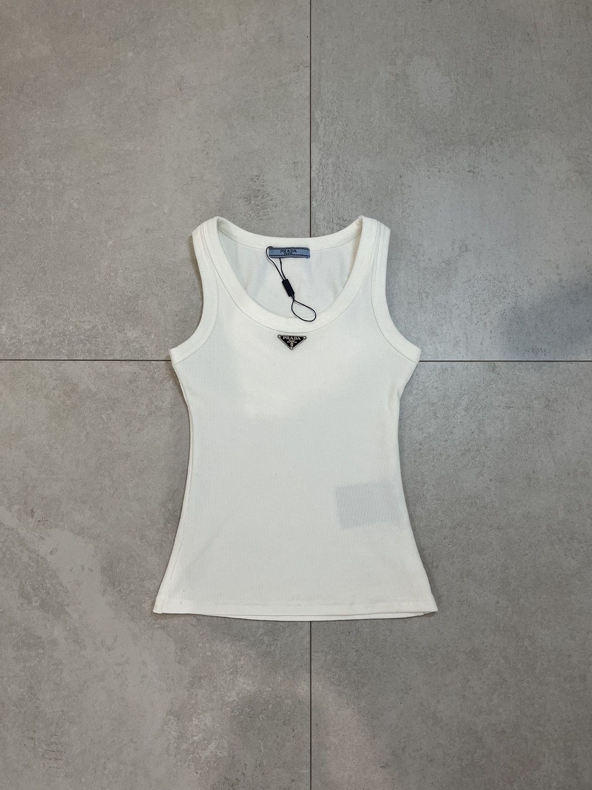 Prada Prada Logo White Tank Top Women Size S Size S / US 4 / IT 40 - 1 Thumbnail