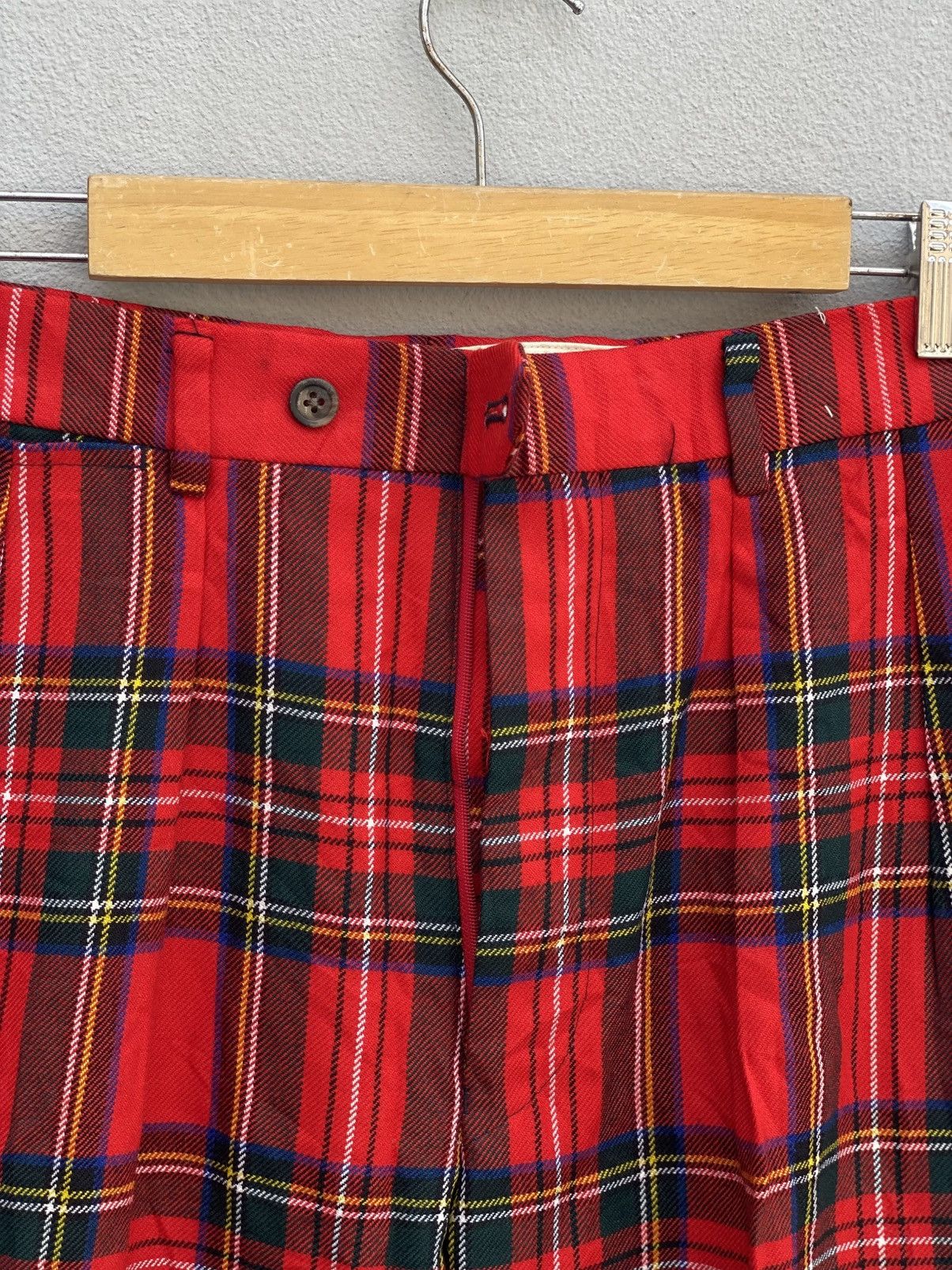Other Vintage Y2K Plaid Tartan Trousers | Red Black High Rise Size US 30 / EU 46 - 3 Thumbnail