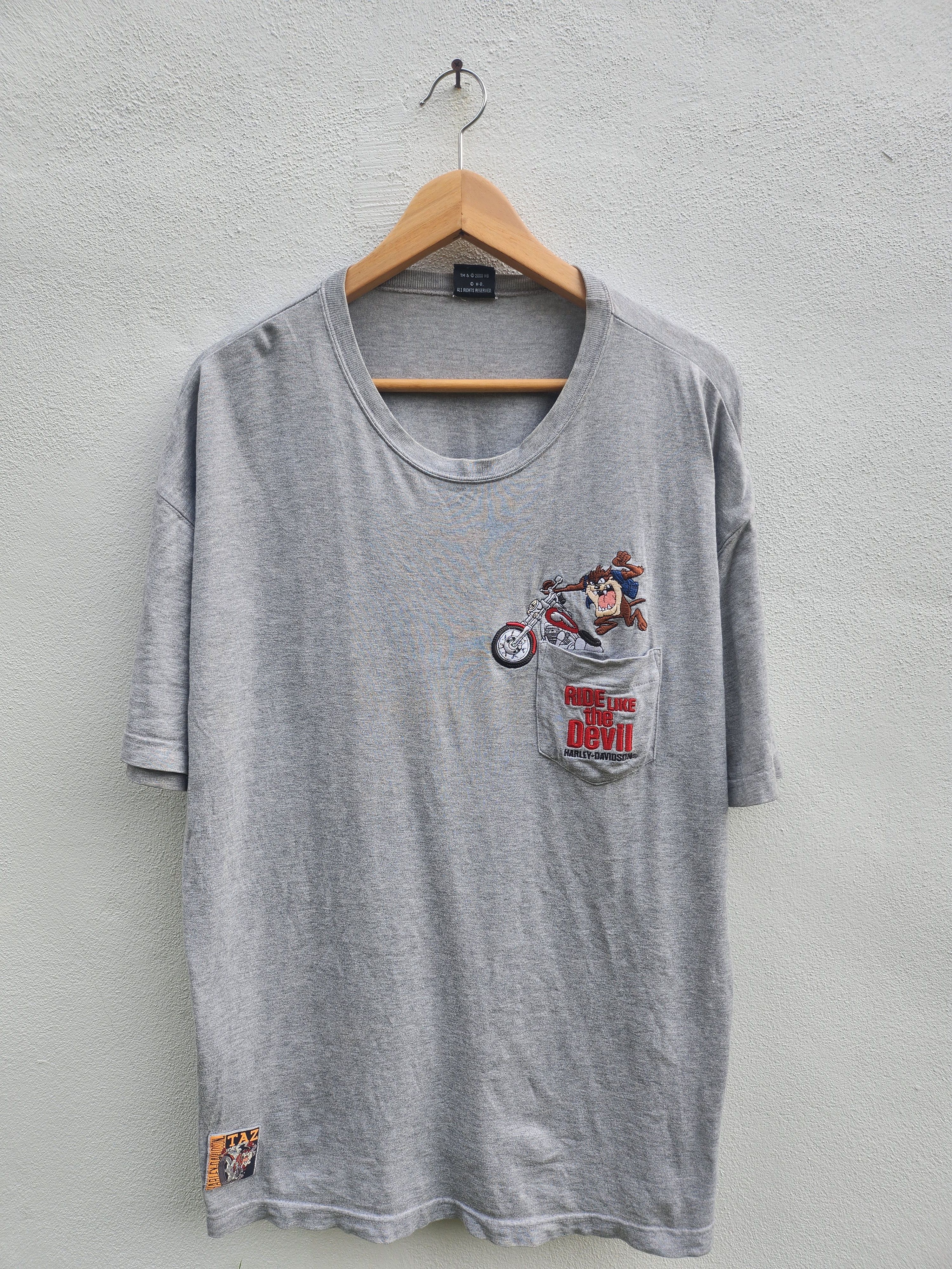 Harley Davidson × Vintage × Warner Bros 💥Vtg Taz Ride Like The Devil Harley Davidson Tee Size US L / EU 52-54 / 3 - 1 Thumbnail