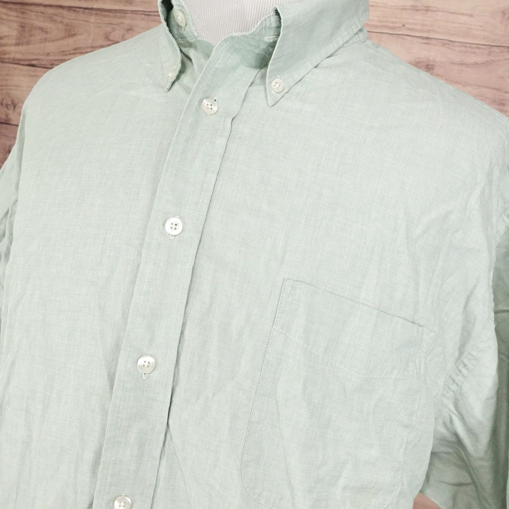 Roundtree & Yorke Roundtree & Yorke Shirt Mens 3XL BIG Short Sleeve Button Down Pocket Classic Green Size US XXL / EU 58 / 5 - 2 Thumbnail