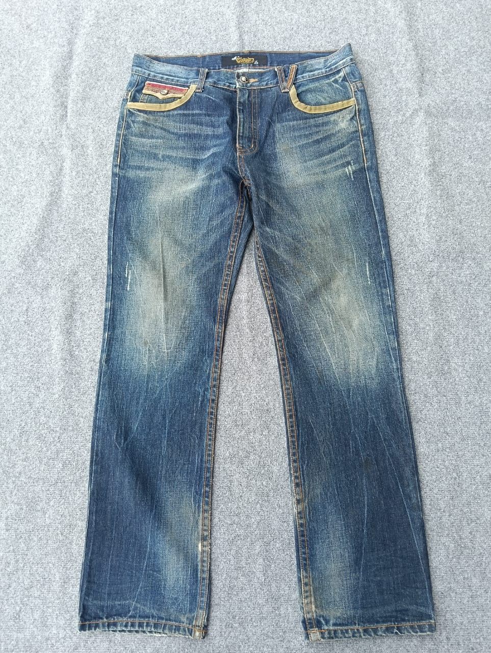 Japanese Brand Cloud72 Denim Y2K Style Embroidered Graphic jeans. Size US 36 / EU 52 - 3 Thumbnail