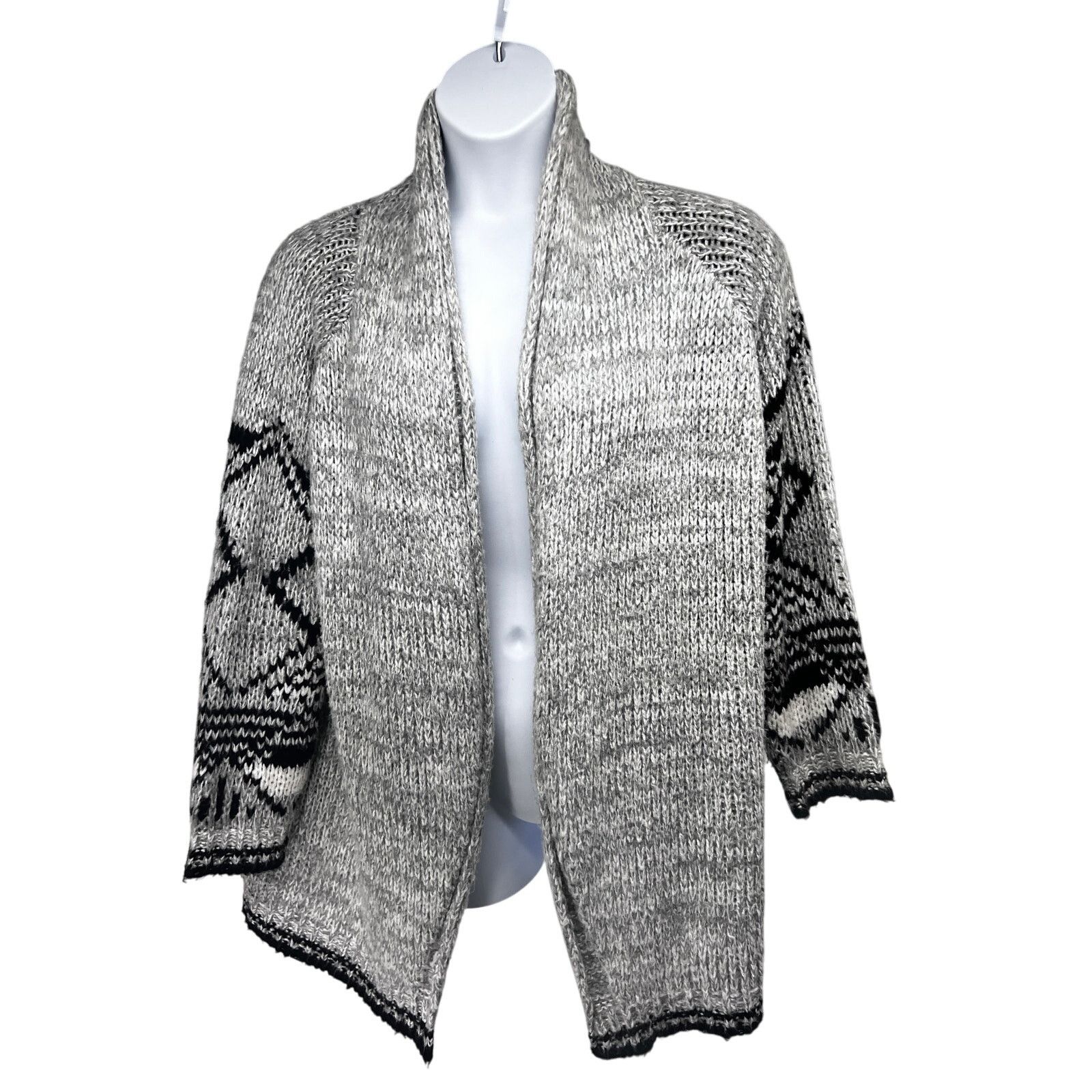 Anthropologie Anthropologie Gray Open Long Chunky Cardigan Sweater 1X Size XL / US 12-14 / IT 48-50 - 1 Thumbnail