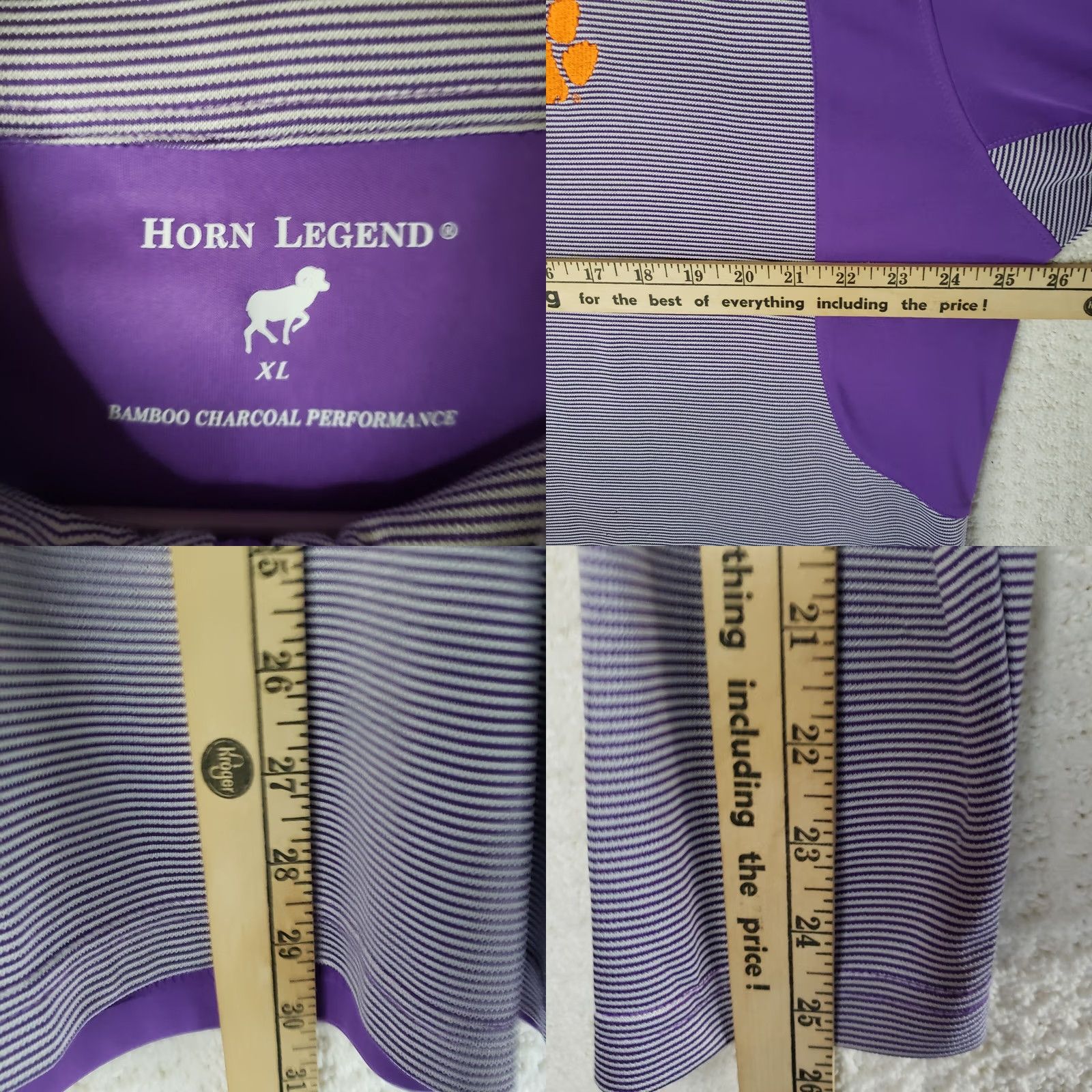 Vintage Horn Legend HL Sport Bamboo Performance 1/4 Zip Clemson Tigers Pullover Mens XL Purple Striped Tiger Paw Size US XL / EU 56 / 4 - 9 Thumbnail