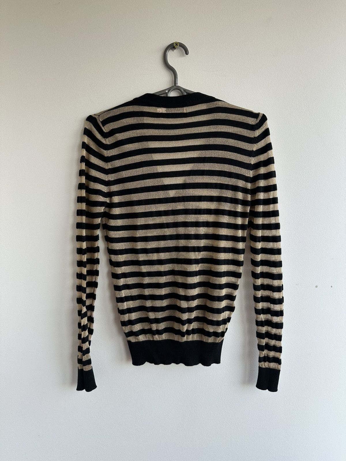 Burberry 90s Thomas Burberry Striped Black/Gold Knit Cardigan Size S Size US S / EU 44-46 / 1 - 2 Thumbnail