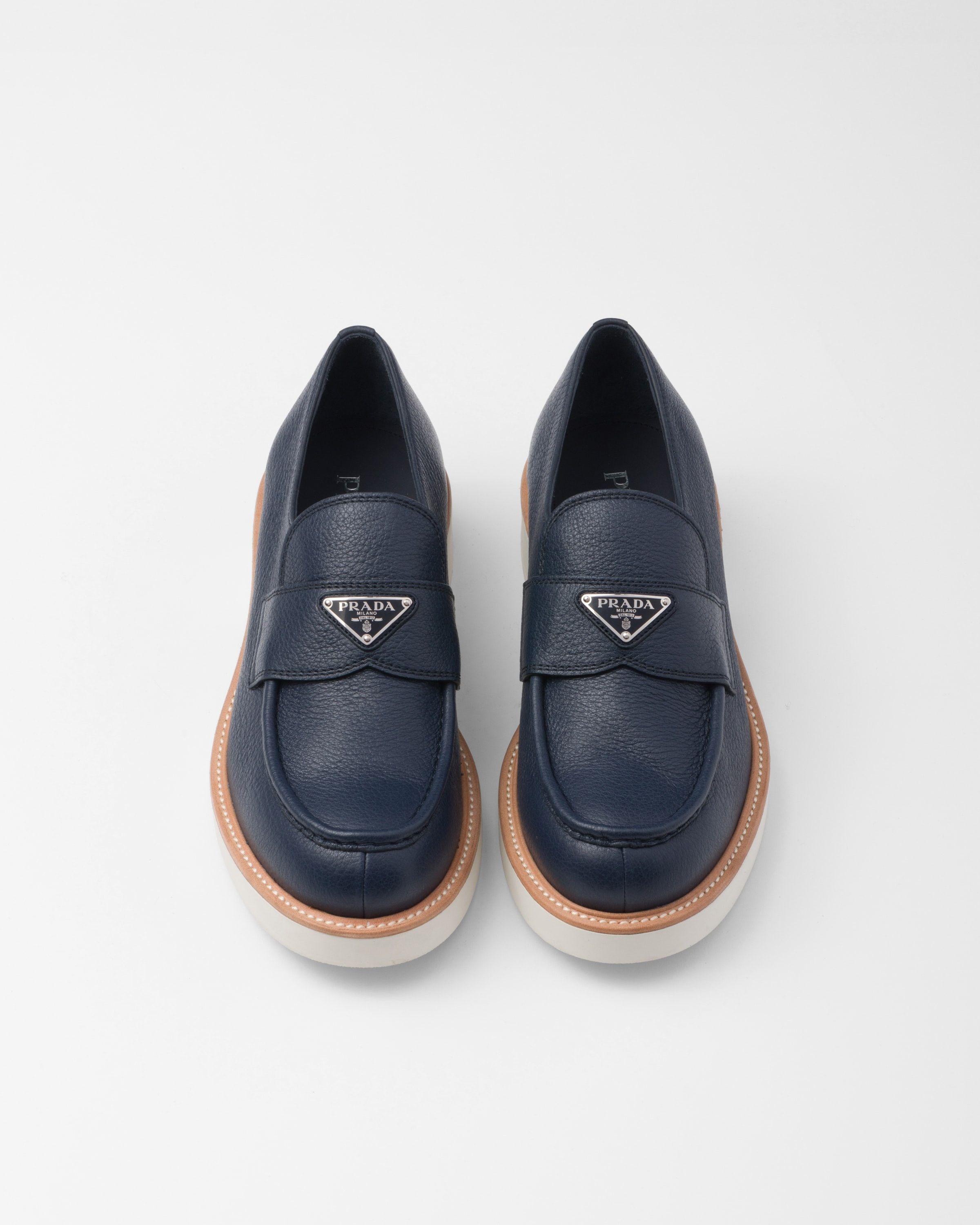 Prada o1la1rc1a0925 Leather Loafers in Blue Size US 8 / EU 41 - 3 Thumbnail