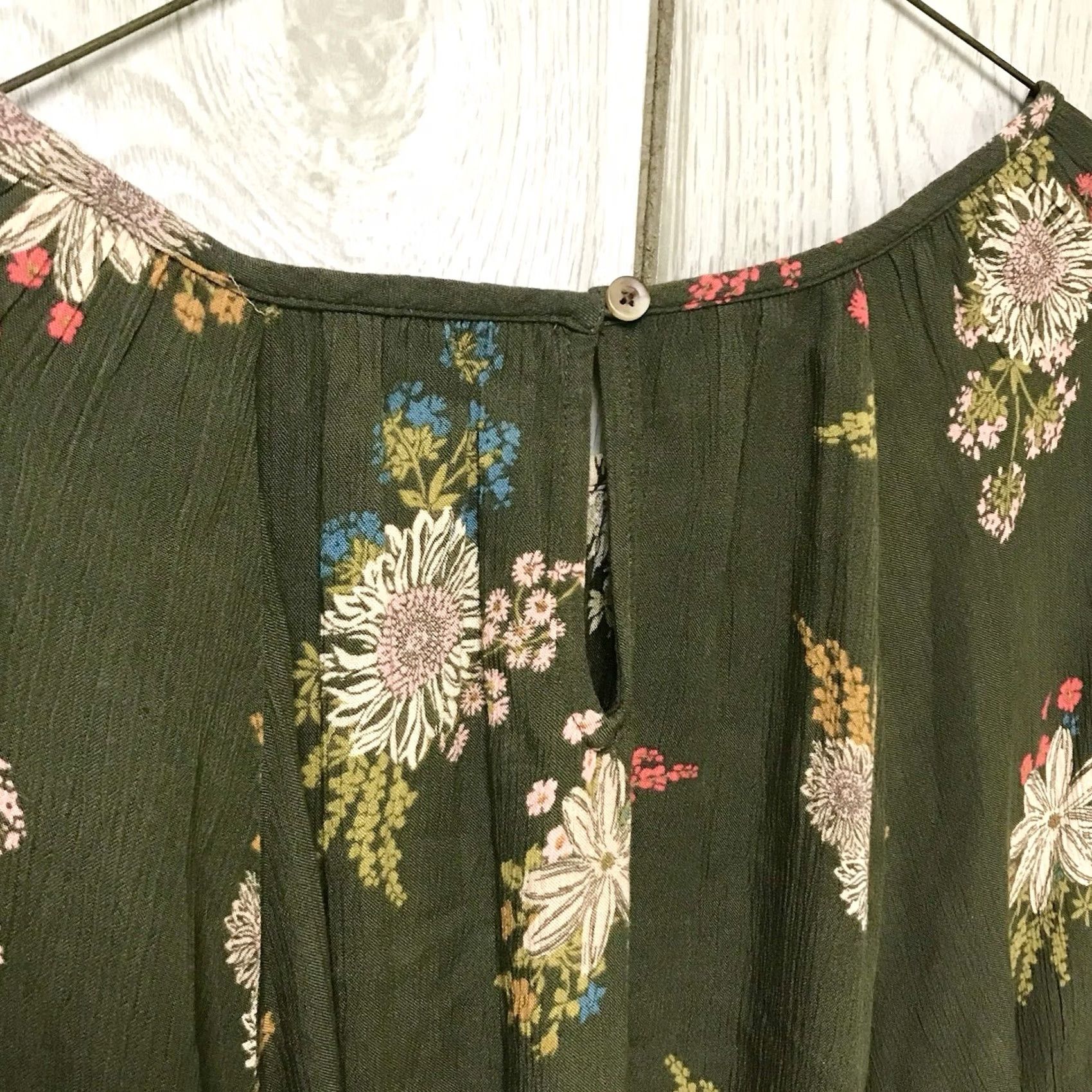 Olive Sonoma Women Olive Green Sunflower Floral Elastic-Cuff Long Sleeve Top Blouse XL Size XL / US 12-14 / IT 48-50 - 4 Thumbnail