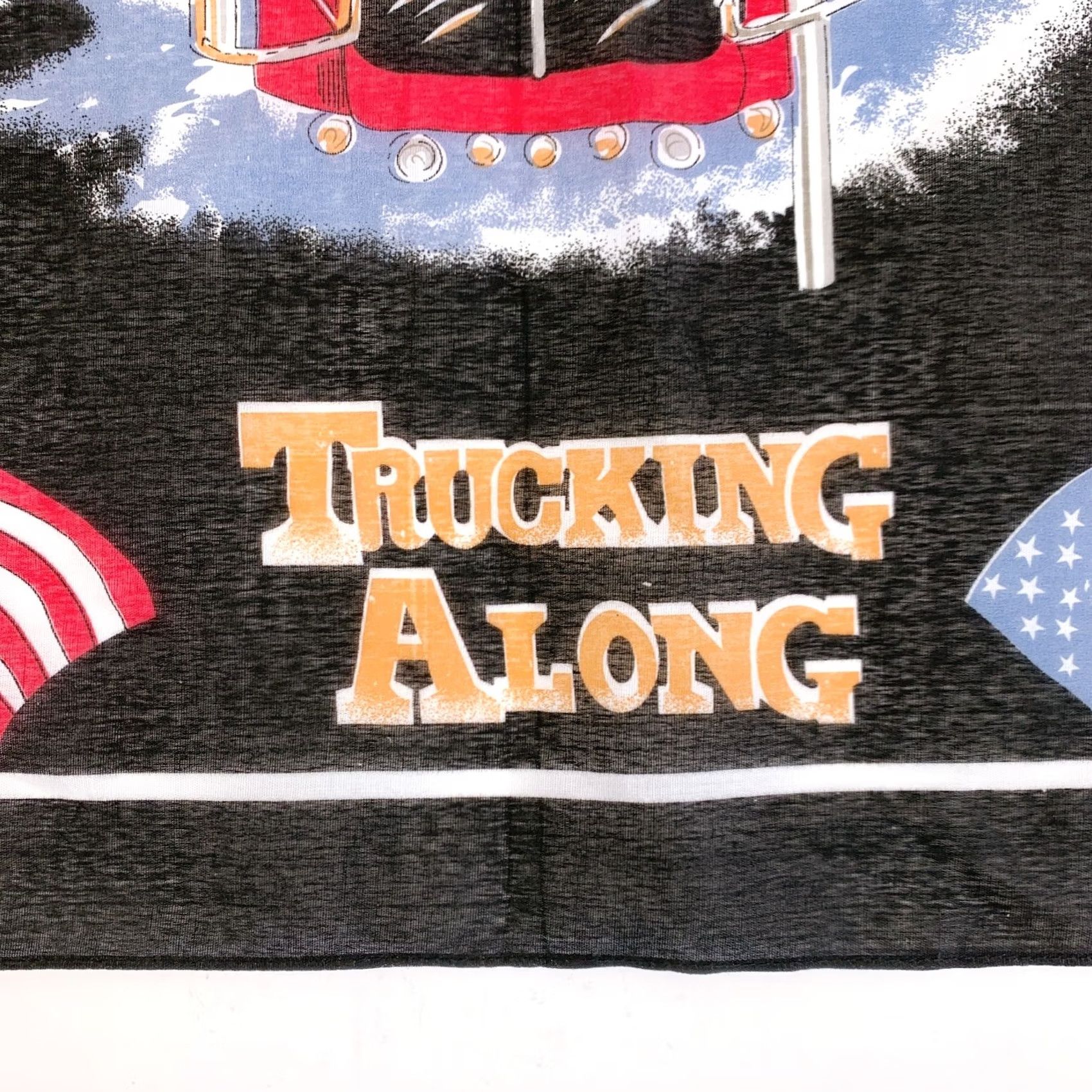 Vintage VINTAGE Driving Long & Hard Trucking Along Semi American US Flag Bandana Shirt? Size ONE SIZE - 3 Thumbnail