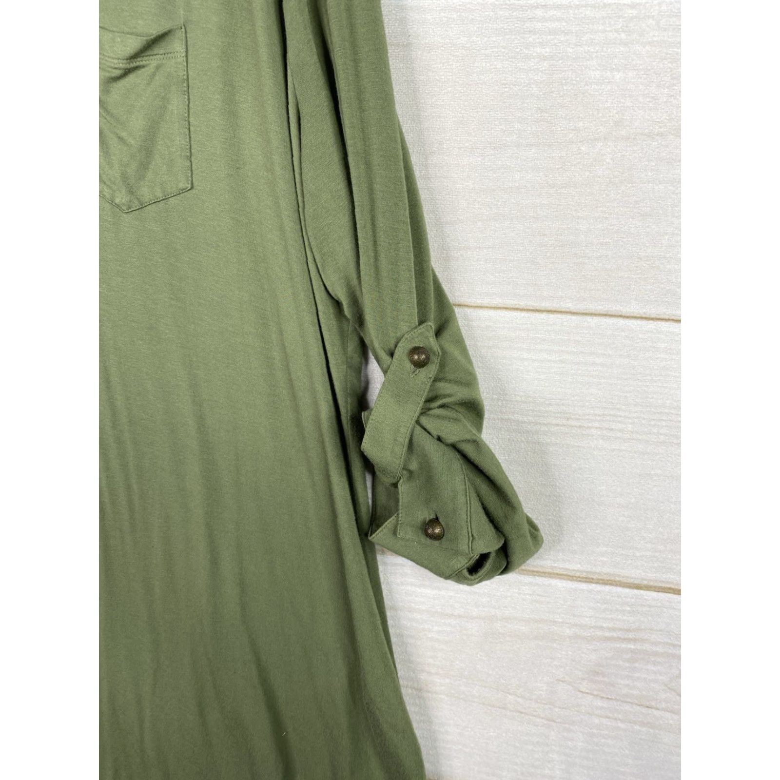 Soft Surroundings Soft Surroundings Tunic Blouse Women 2X Green Long Sleeve V-Neck Pockets Rolled Tab Sleeve Casual Open-Front Size XXL / US 16-18 / IT 52-54 - 4 Thumbnail