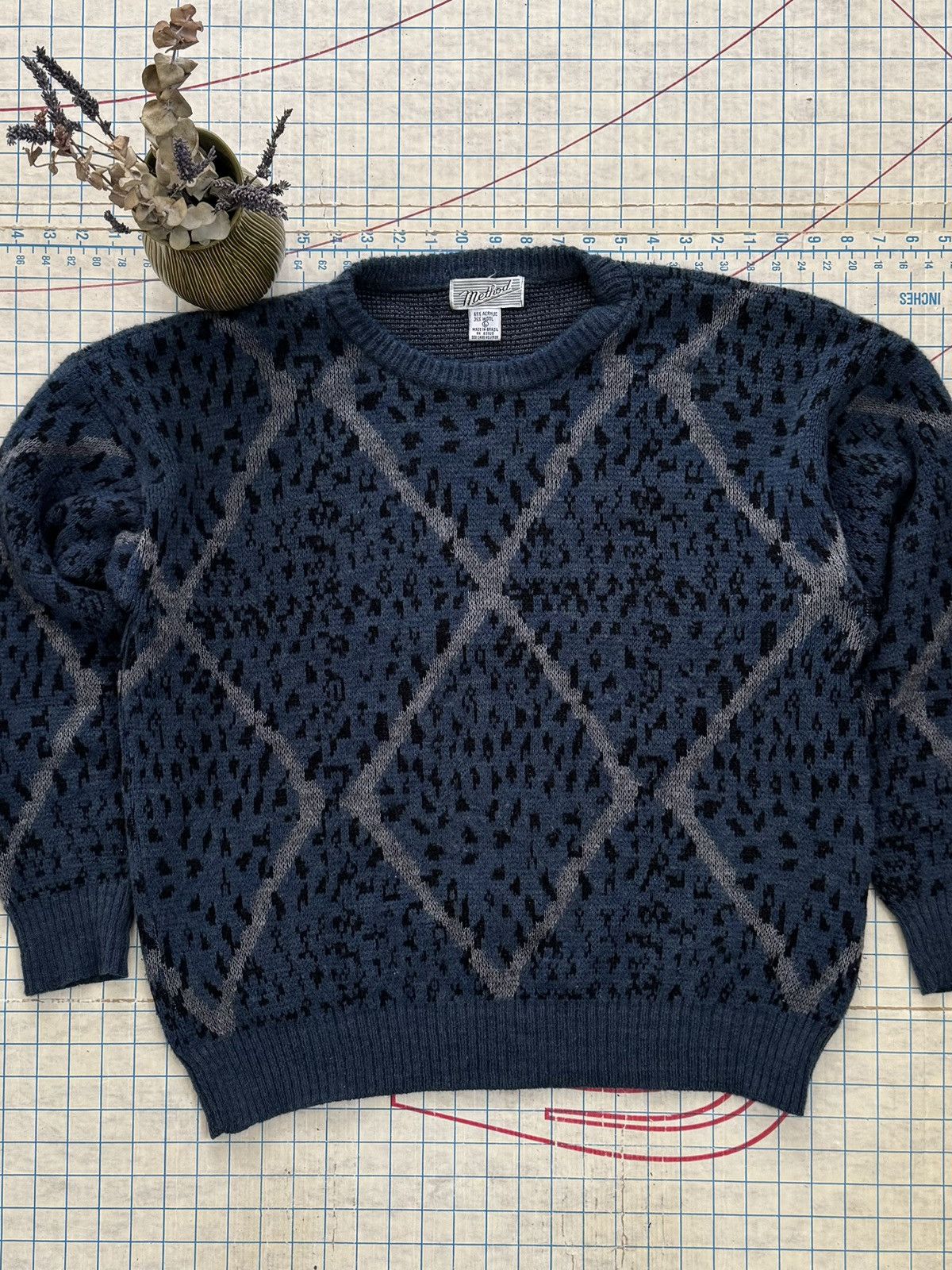Method × Vintage Vintage Method Argyle Animal Print Knit Sweater Size Large Size US L / EU 52-54 / 3 - 2 Thumbnail