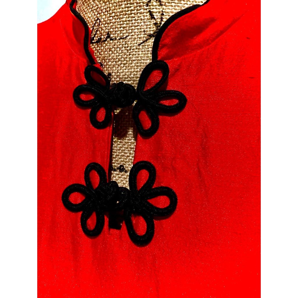 Handmade Vintage 1950s Red Cheongsam Dress-Handmade-Silk-Small-Side Size S / US 4 / IT 40 - 4 Thumbnail