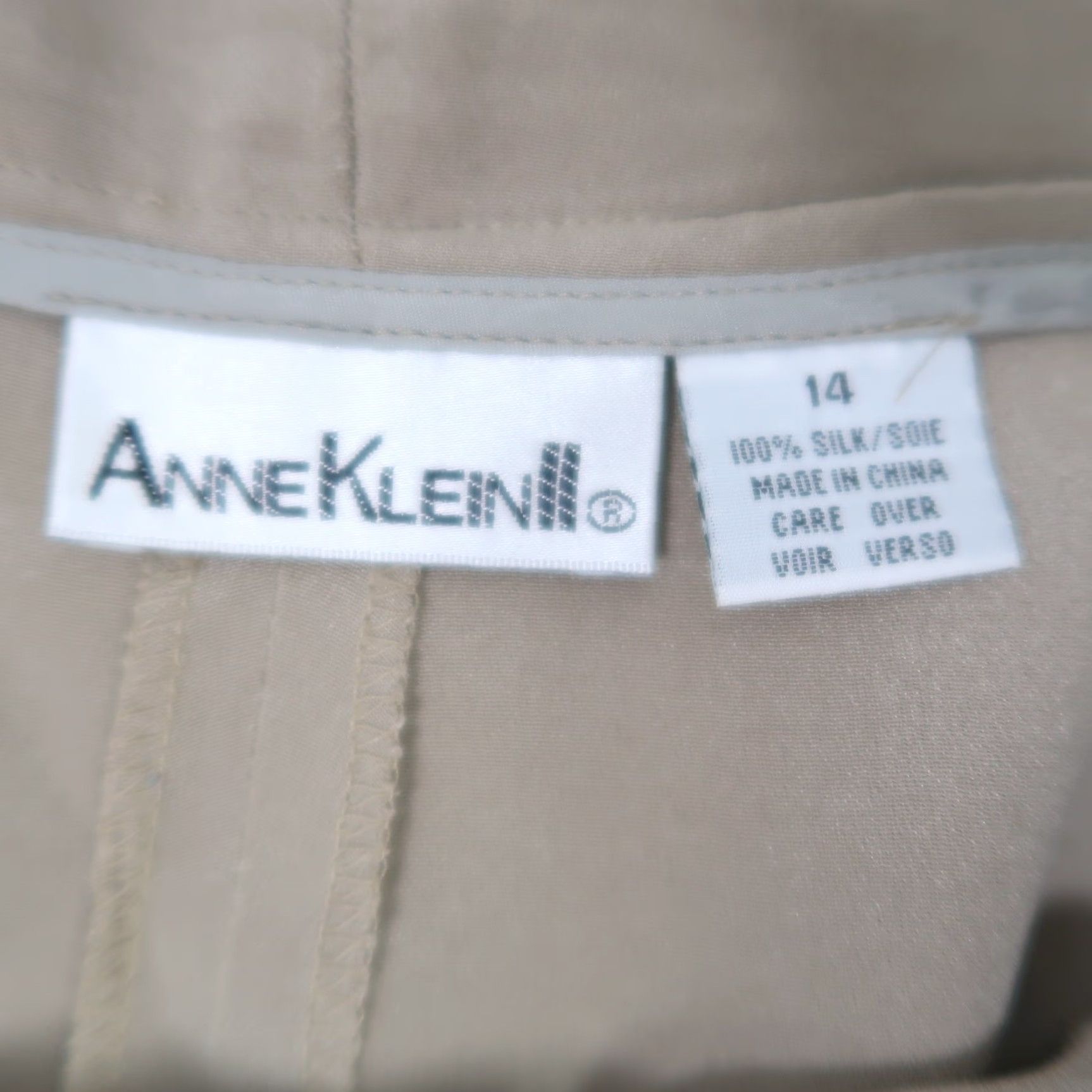 Anne Klein VINTAGE Anne Klein Silk High Rise Straight Leg Dress Pants 14 Women Tan Khaki 90s Size 24" / US 00 / IT 34 - 4 Thumbnail
