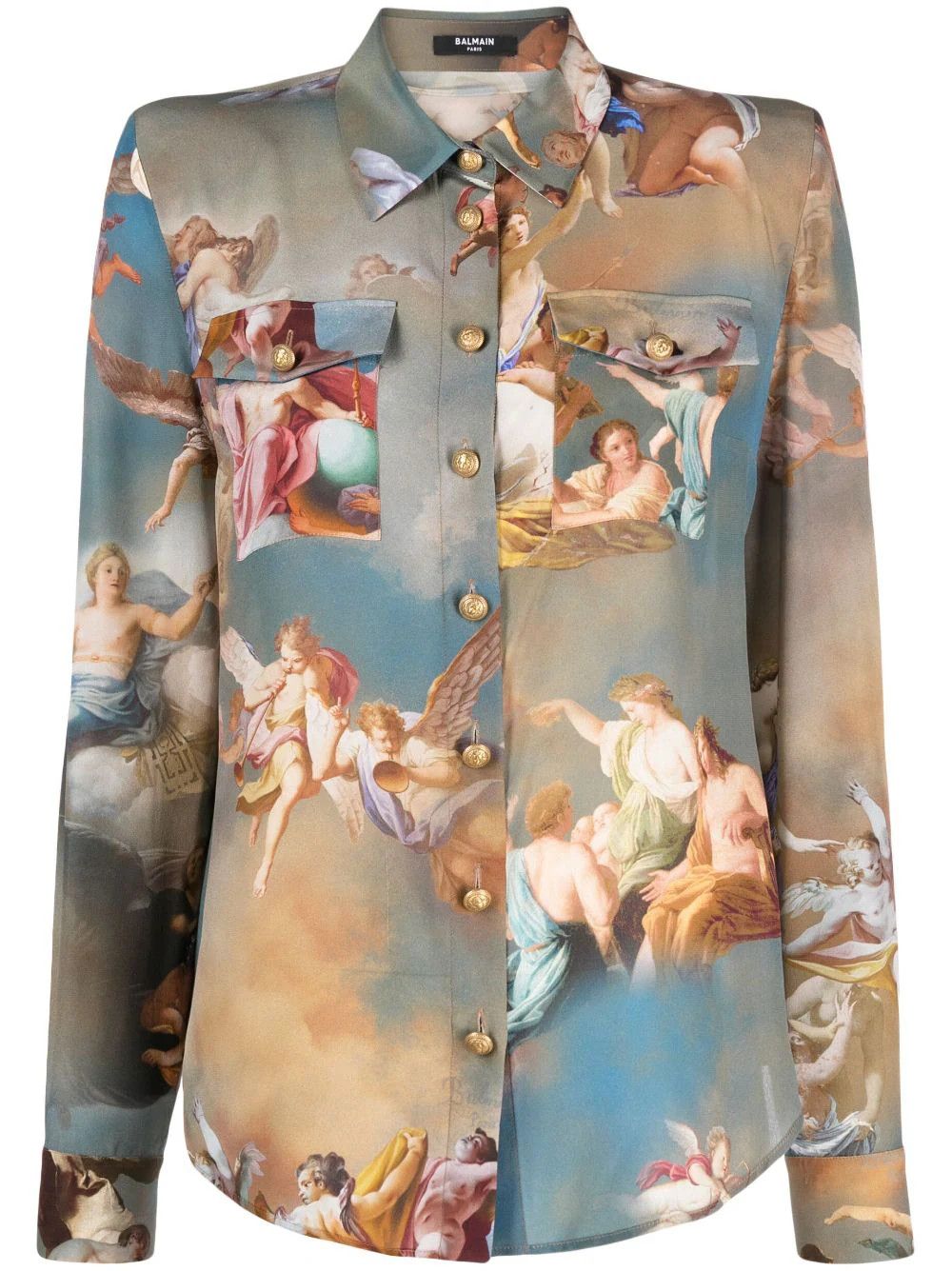 Balmain o1s1rm0624 Strong-Shoulder Collared Shirt in Multicolor Size S / US 4 / IT 40 - 1 Preview