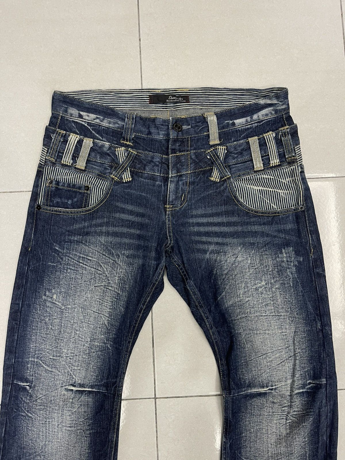 Japanese Brand Dominate Handcrafted Jeans Double Waist Hickory Stripe Denim Size US 35 - 2 Thumbnail