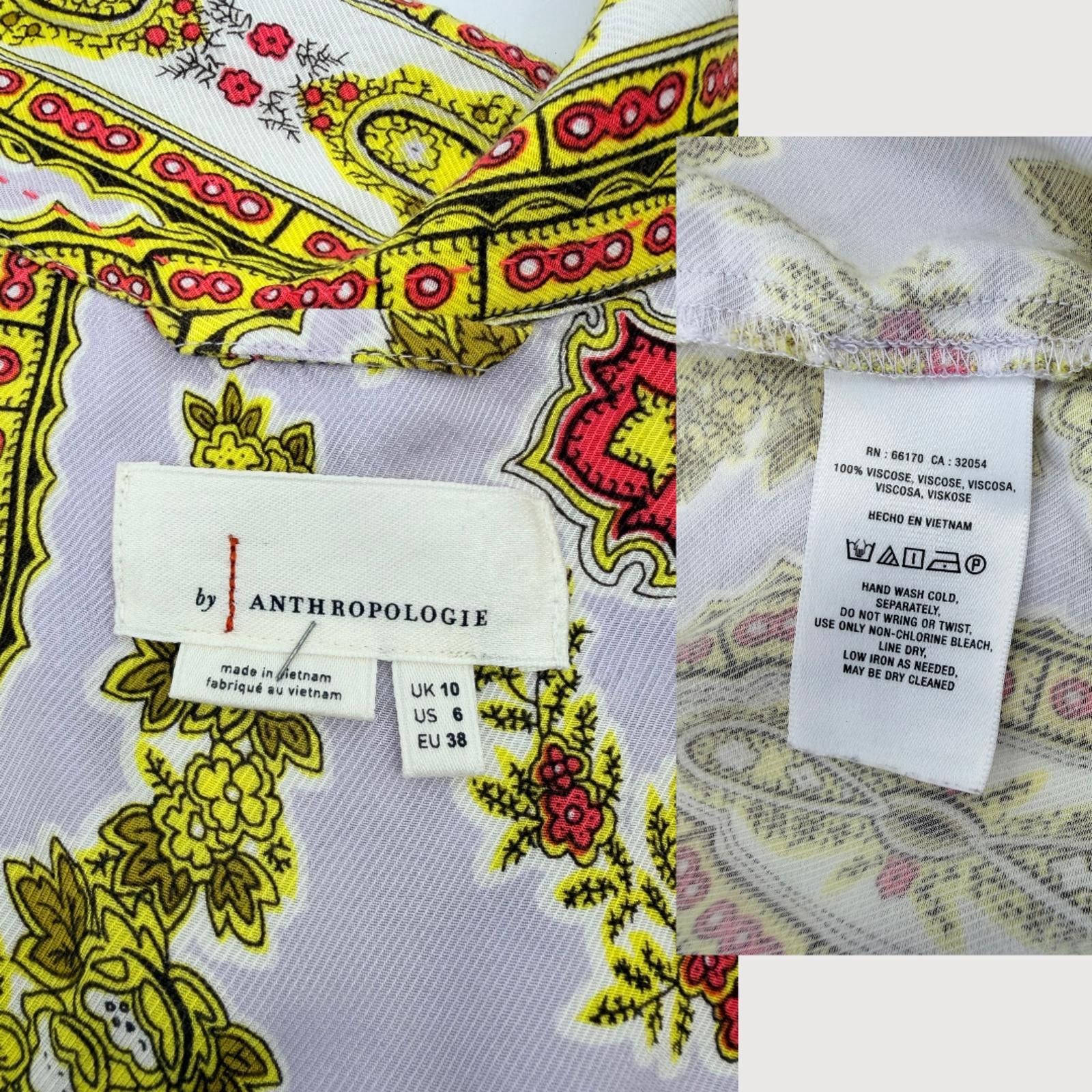 Other Anthropologie Maeve Scarf Print Cropped Blouse 6 Size M / US 6-8 / IT 42-44 - 3 Thumbnail