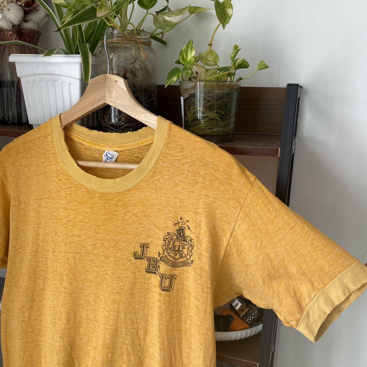 Vintage Thrashed Faded Vintage 70s John Brown University Ringer Tee Size US M / EU 48-50 / 2 - 2 Thumbnail