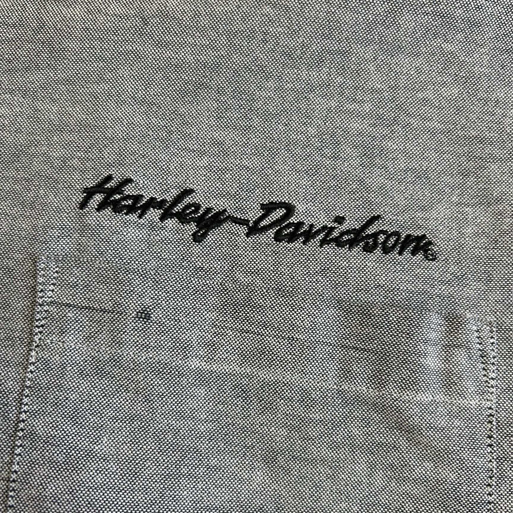 Harley Davidson VINTAGE Harley Davidson Shirt XL Gray Chambray Button-Up Embroidered Long Sleeve Mens Size US XL / EU 56 / 4 - 3 Thumbnail