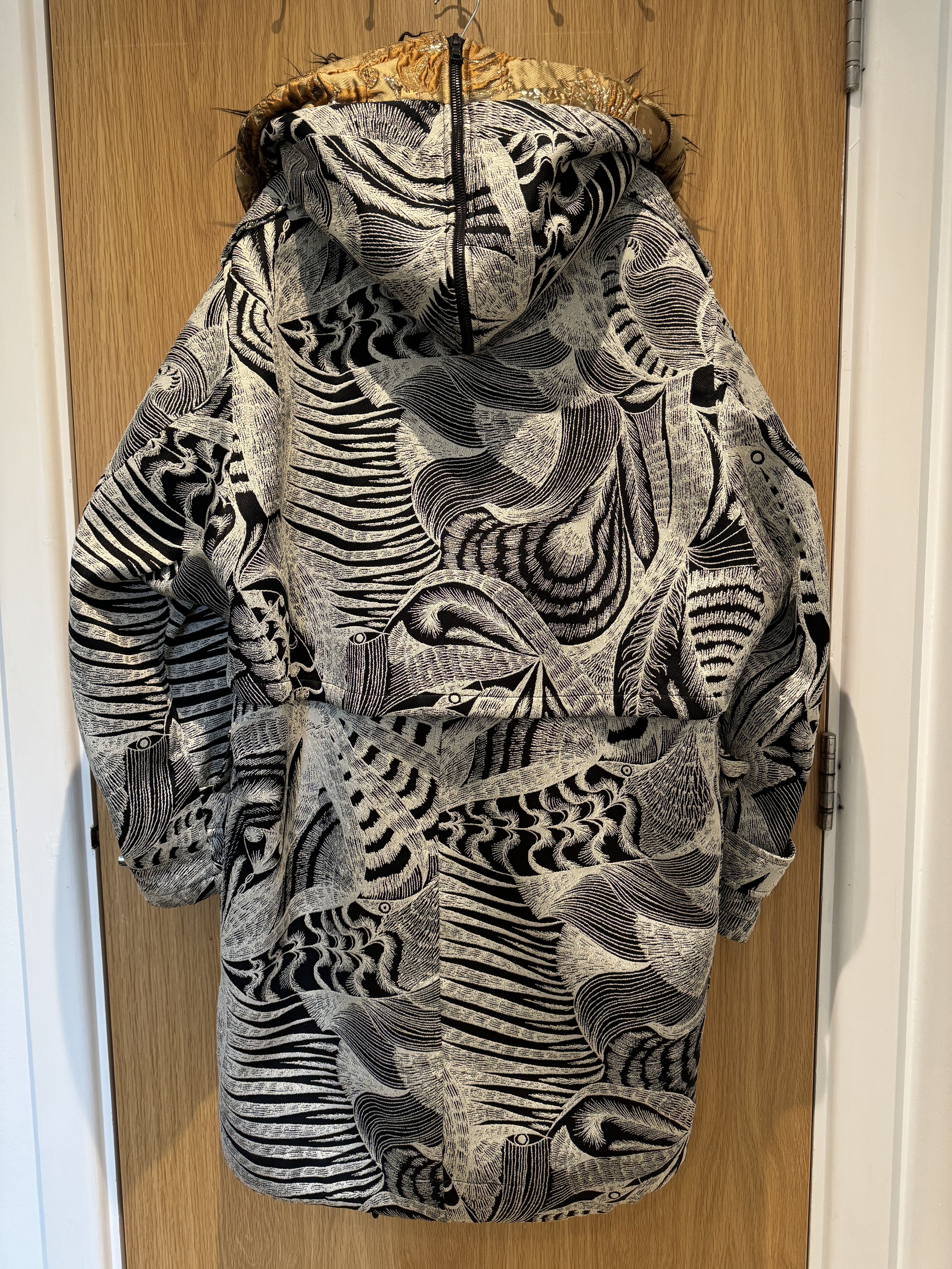 Dries Van Noten Fur Trimmed Jacquard Padded Parka Size L / US 10 / IT 46 - 4 Thumbnail