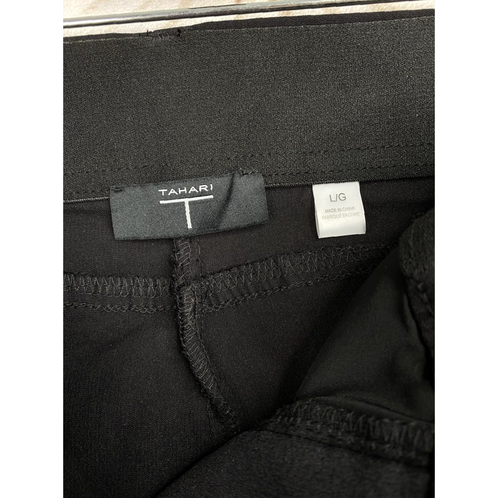 Vintage Tahari Dress Pants L Black Ponte Stretch Knit Pockets Ankle High Rise Size 36" / US 14 / IT 50 - 6 Thumbnail