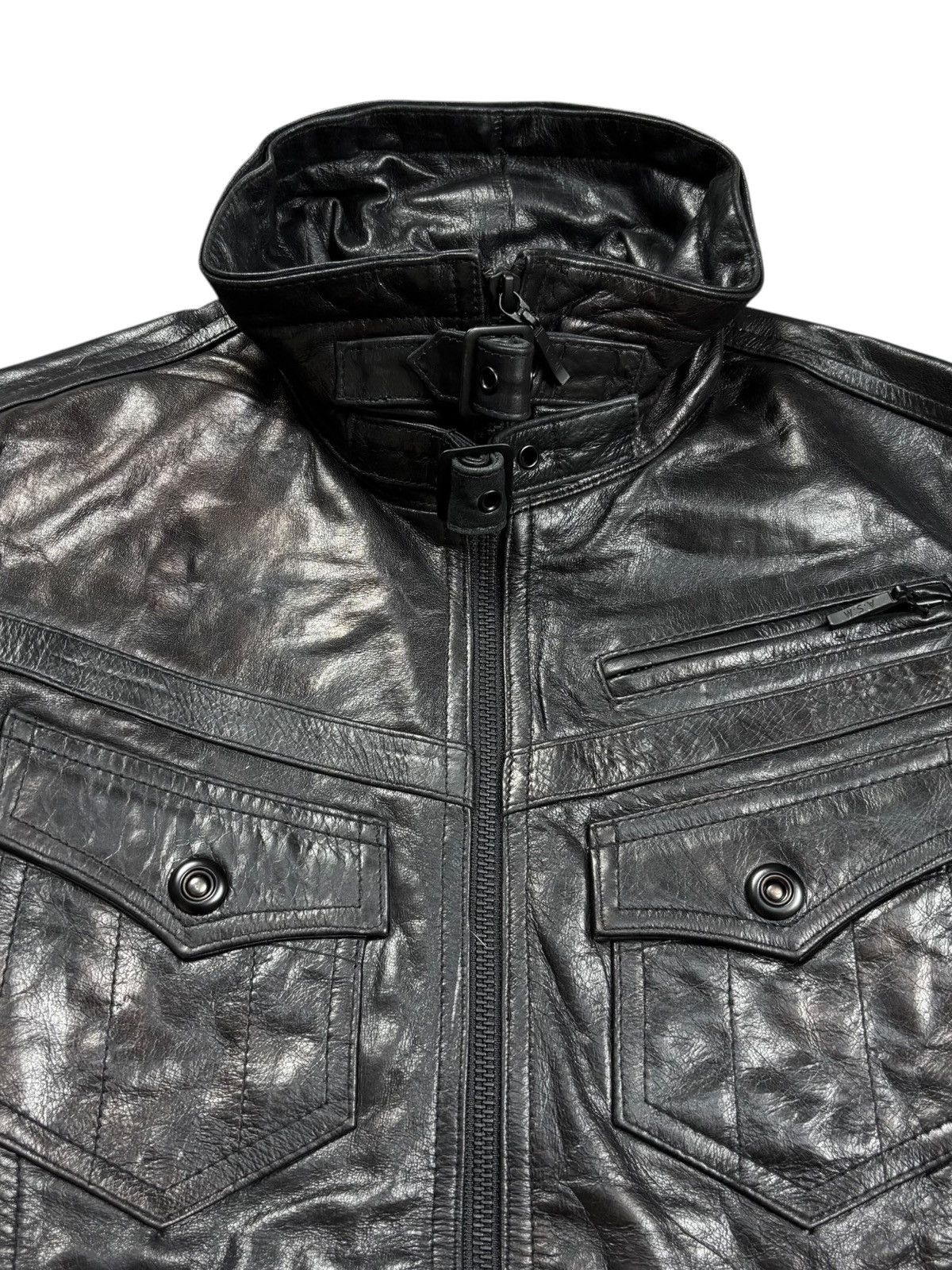 Ekam 2000s Atelier Sab - Rider Burned Leather Jacket Size US M / EU 48-50 / 2 - 10 Thumbnail