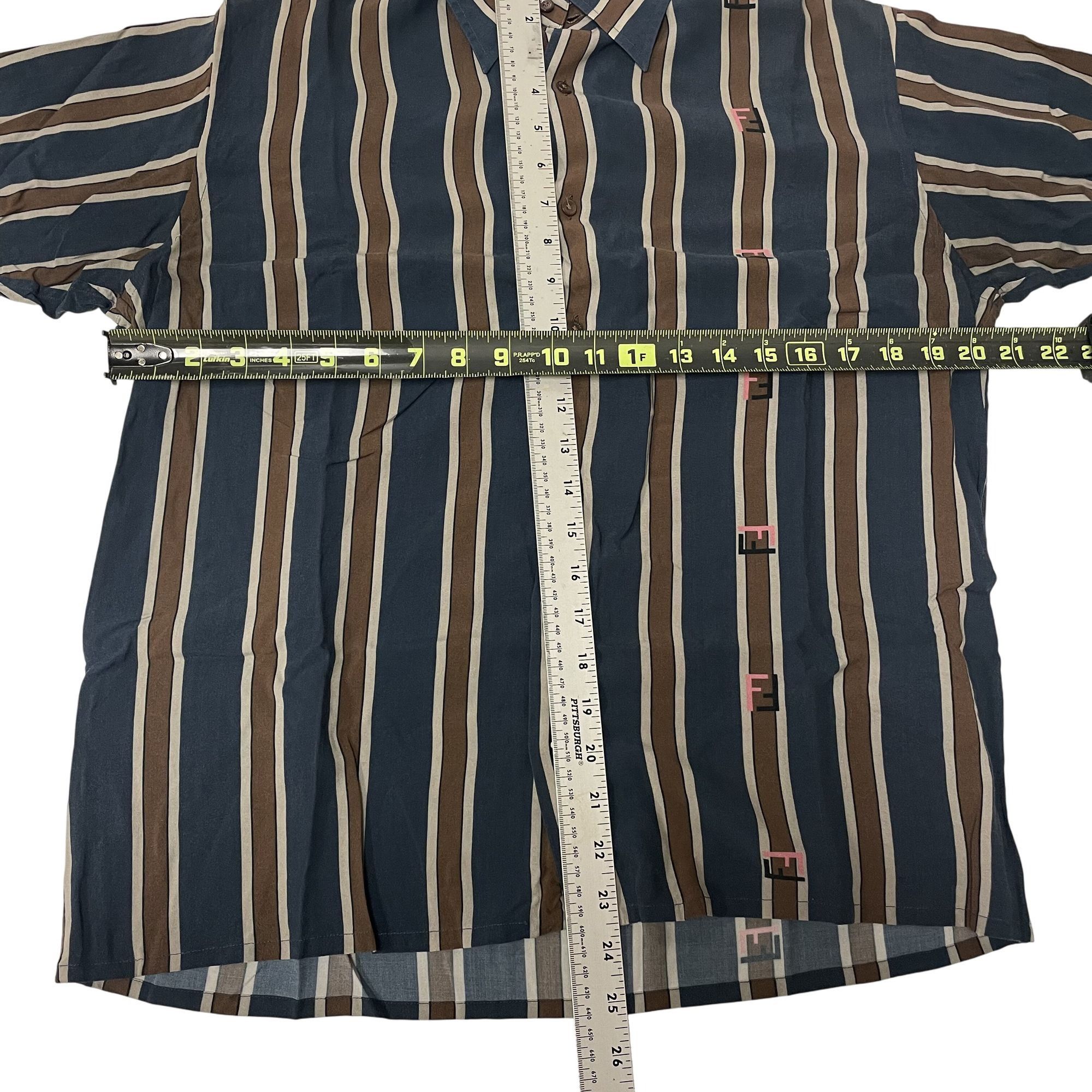 Fendi Fendi Blue Stripe PANEL Logo Rayon Rockabilly Shirt Size US M / EU 48-50 / 2 - 12 Thumbnail