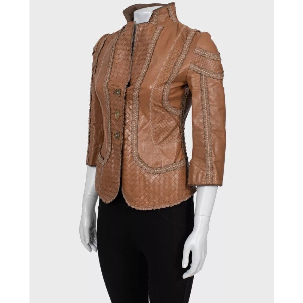 Bottega Veneta Bottega Veneta Brown Leather Jacket - Size IT40 / S Size S / US 4 / IT 40 - 2 Thumbnail