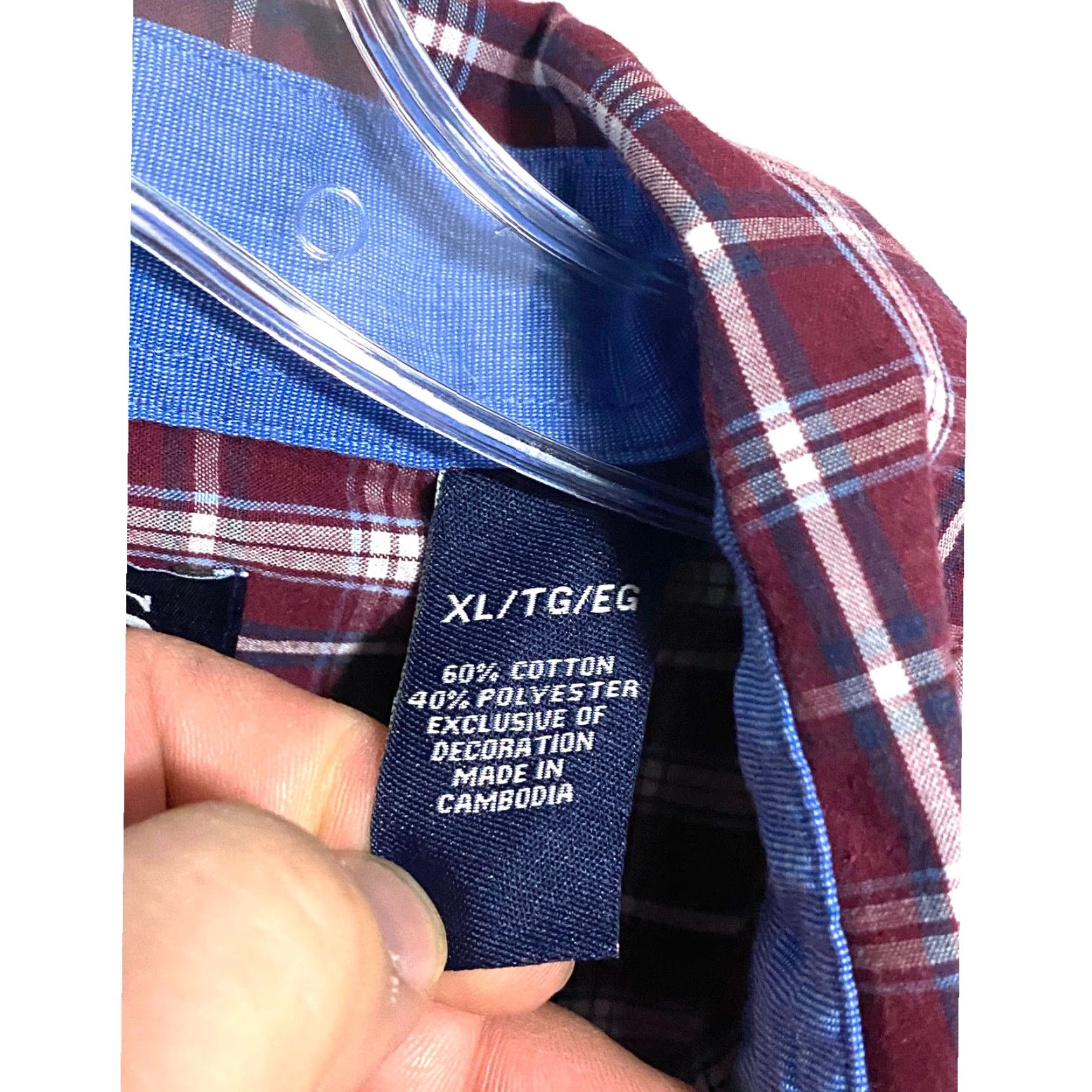 Chaps Chaps Shirt Mens XL Red Blue Plaid Pocket Logo Button Down Easy Care Stretch Long Sleeve Size US XL / EU 56 / 4 - 7 Thumbnail