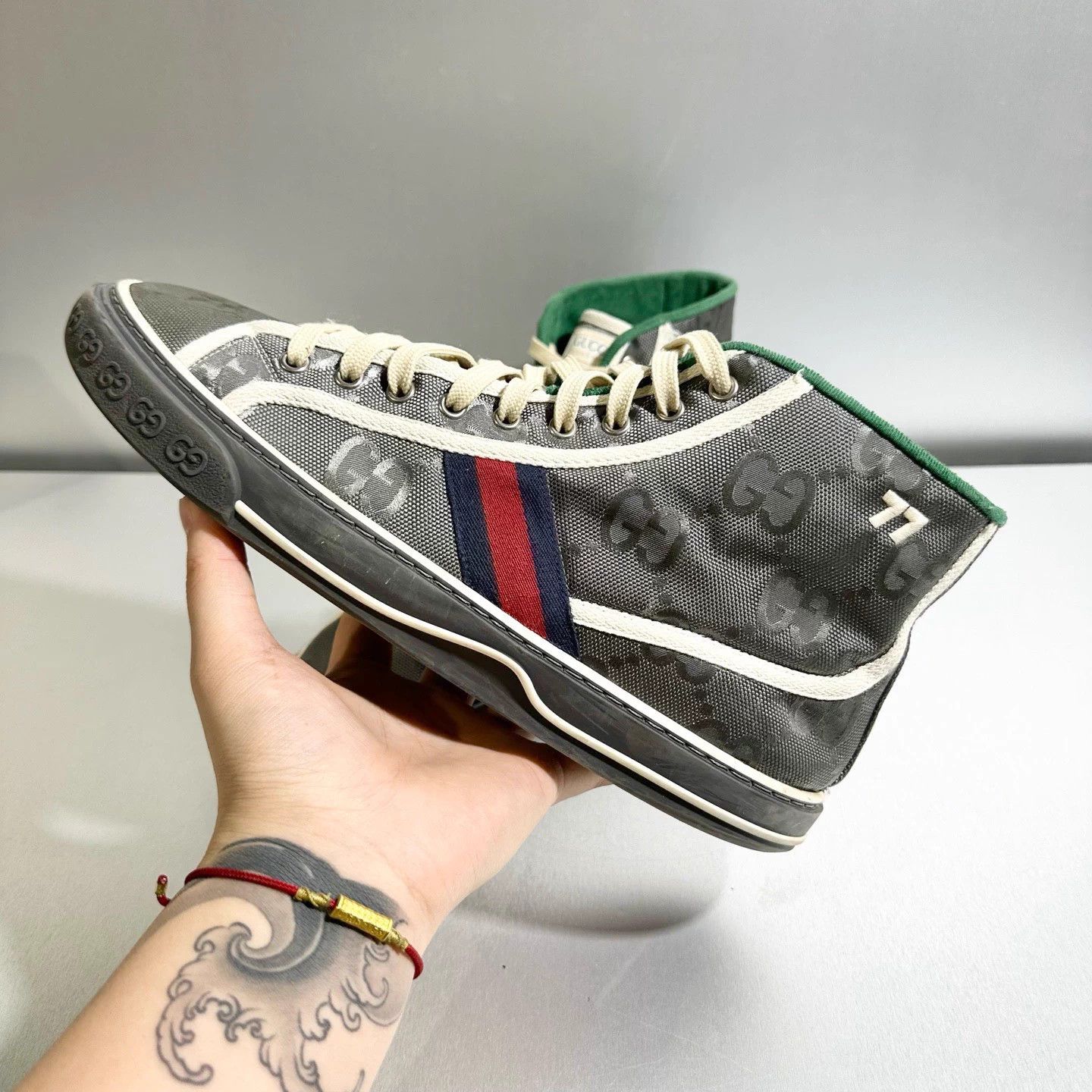 Gucci Gucci 1977 High Top Color Stripe Allover Sneaker 10/44 Size US 11 / EU 44 - 9 Thumbnail