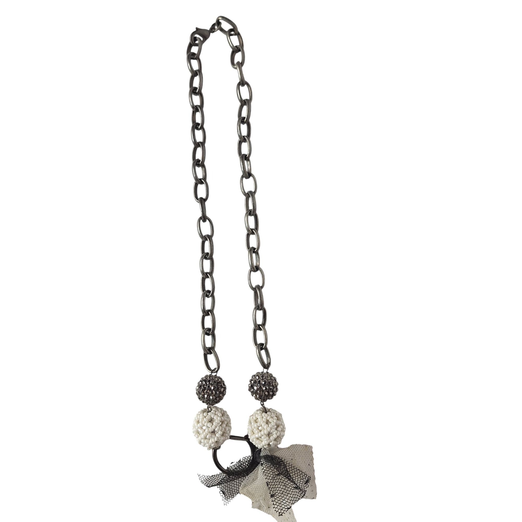 Other Silver Tone Mesh Bow Necklace Shaky Stardust Beads Coquette Size ONE SIZE - 2 Thumbnail