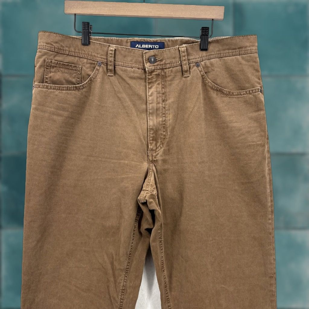 Vintage Alberto Tommy Pants Mens 38x34 Brown Comfort Fit Broken Twill Stretch 5-Pocket Size US 38 / EU 54 - 1 Thumbnail