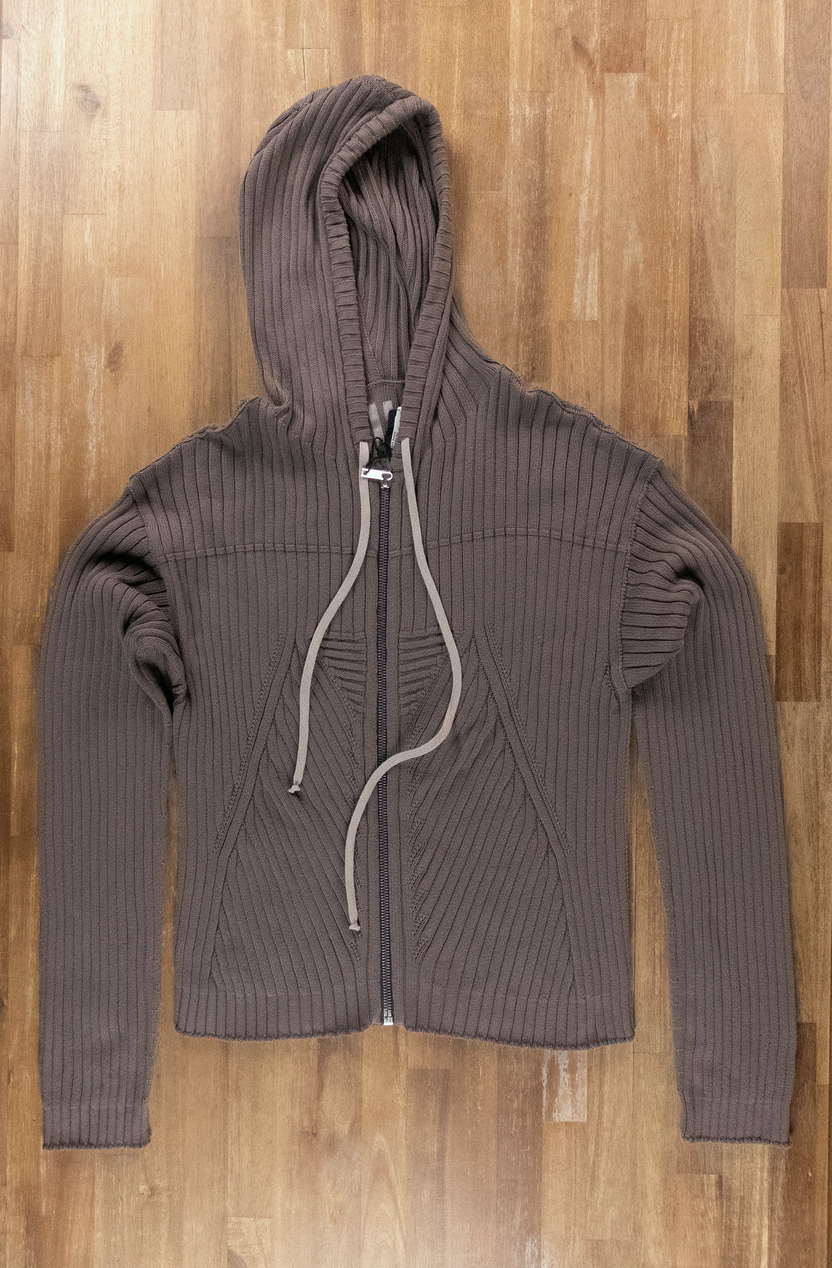 Rick Owens RICK OWENS hooded cotton rib knit hoodie sweater Large q Size US L / EU 52-54 / 3 - 4 Thumbnail