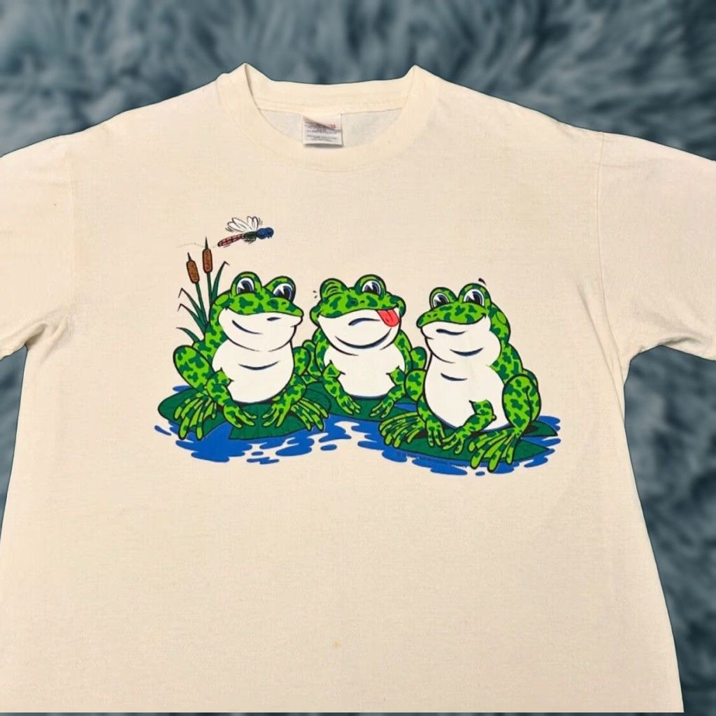 Doublet VINTAGE 90s Frog Nature Art Cartoon Double Sided VTG Shirt Mens Size Large USA Size US L / EU 52-54 / 3 - 1 Thumbnail