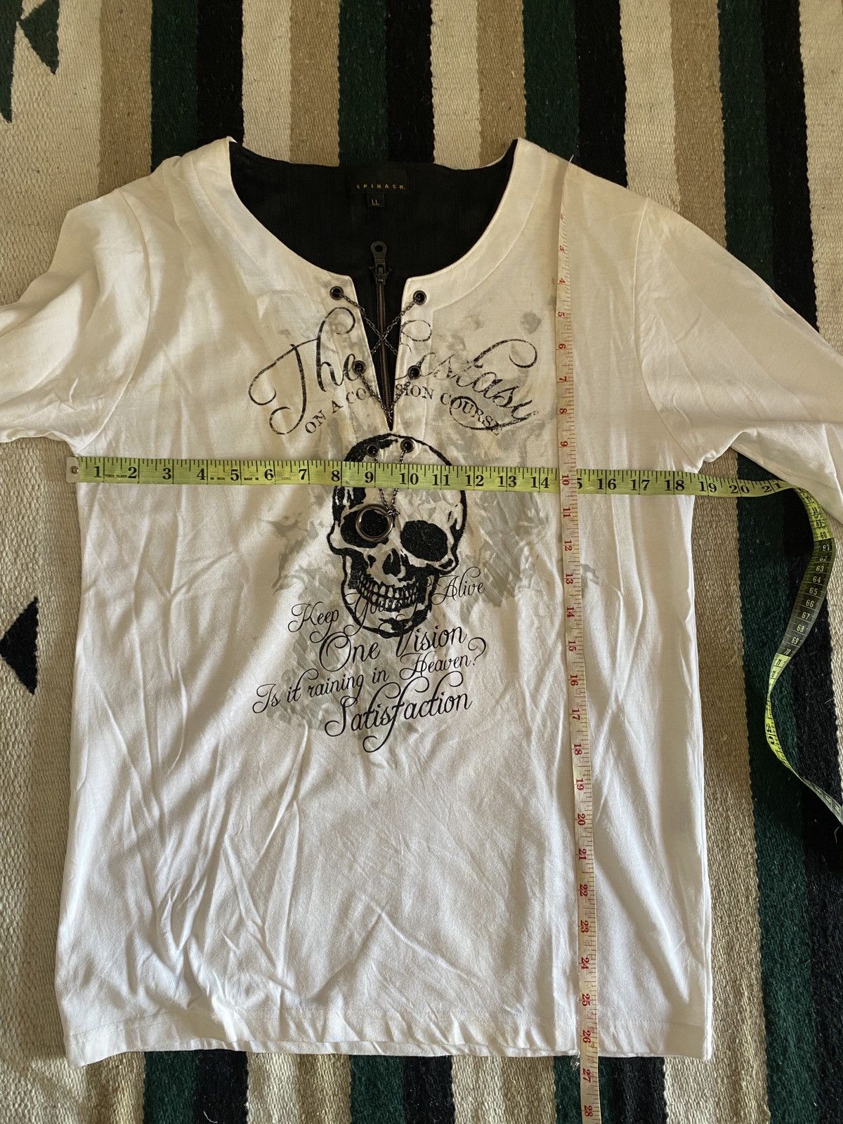 Maison Margiela Vintage y2k Spinash Double Layer Skull Necklace Long Shirt Size US L / EU 52-54 / 3 - 12 Thumbnail
