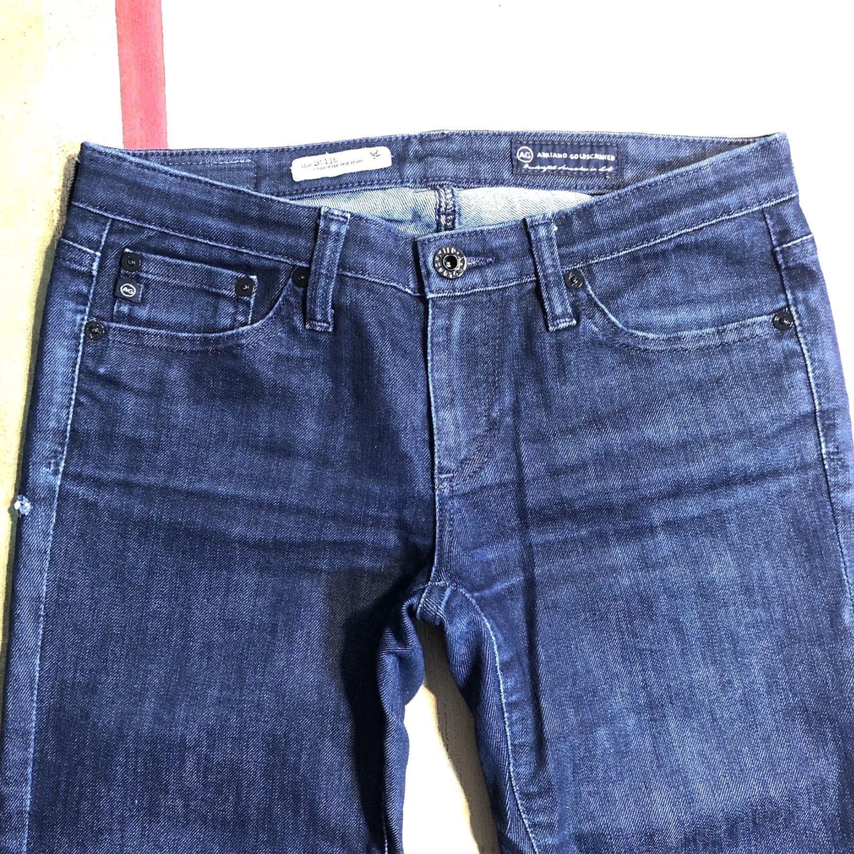 Vintage AG Adriano Goldschmied The Stilt Jeans Women 5-Pocket Slim Skinny Zip Belt Loops Blue 30.5 Inseam Size 27" / US 4 / IT 40 - 4 Thumbnail