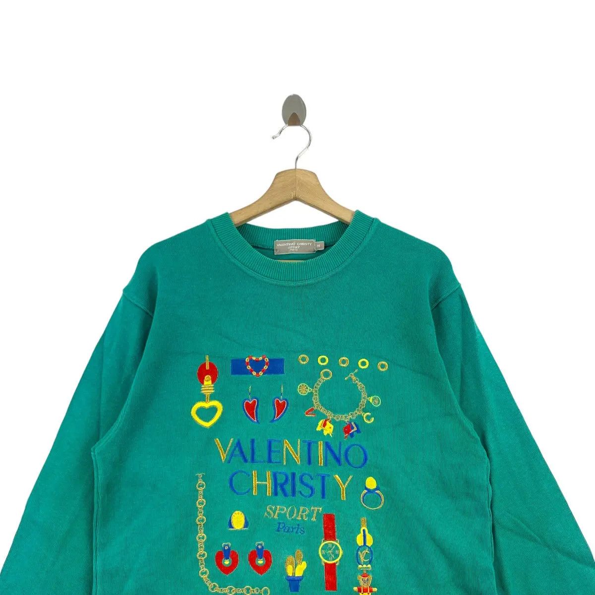 Vintage Vintage VALENTINO CHRISTY PARIS Embroidered Logo Sweatshirt Size M / US 6-8 / IT 42-44 - 2 Thumbnail