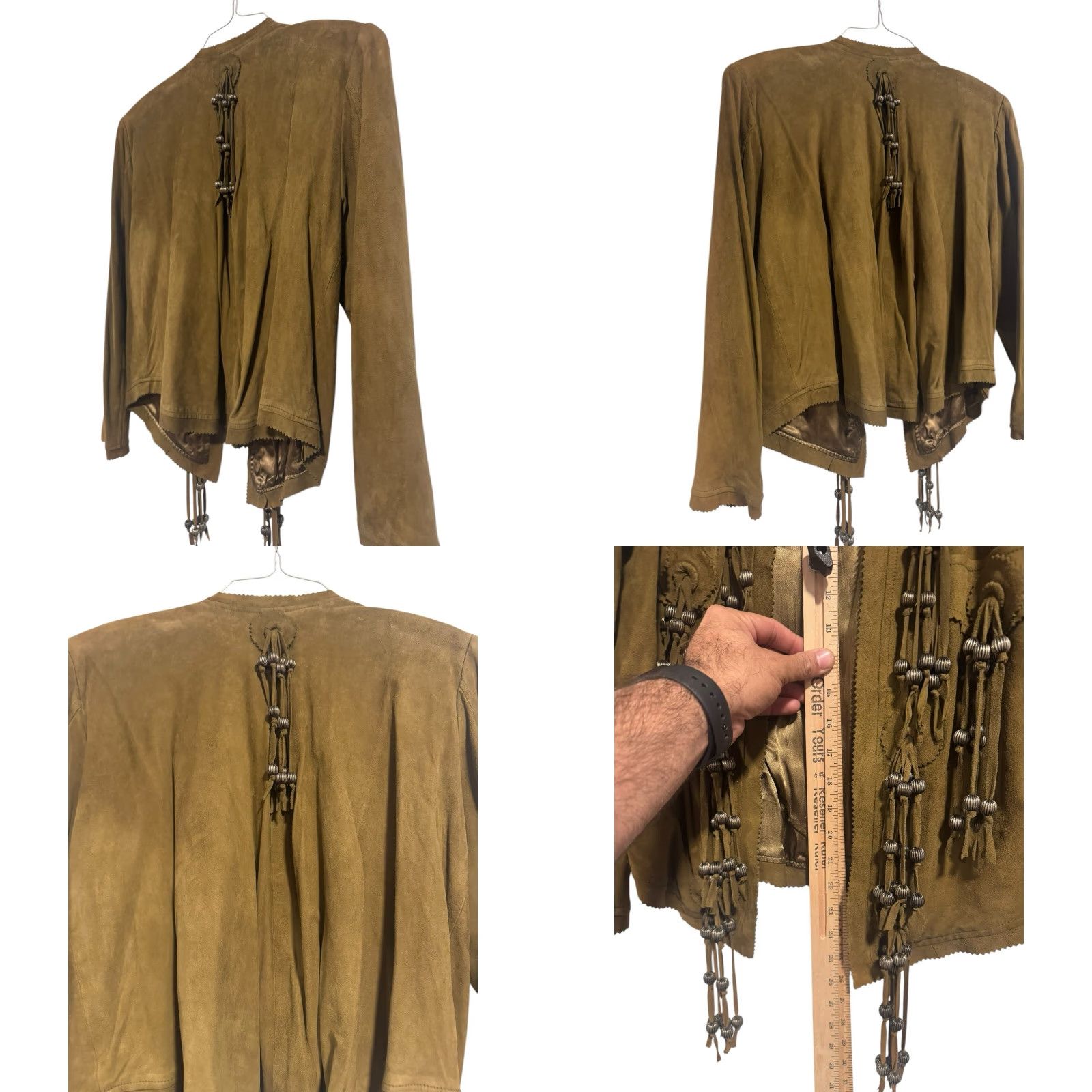 Vintage VINTAGE Judith Ann Creations Genuine Leather Fringe Cardigan Jacket S Brown Blazer Eveningwear Glam Rock 1980s Womens Size S / US 4 / IT 40 - 10 Thumbnail