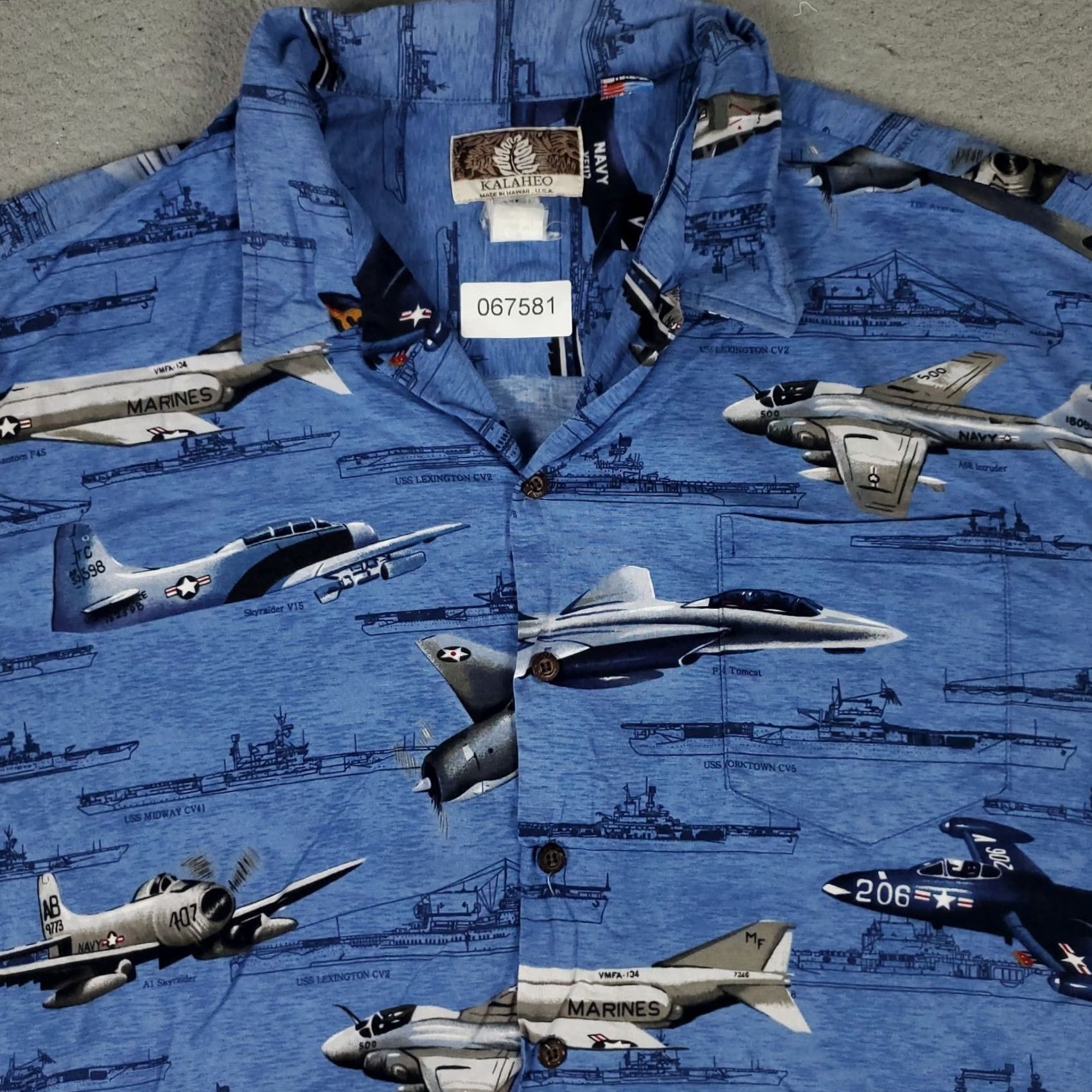 Vintage Kalaheo Shirt Mens 3X Blue Jets Print Hawaiian Button Up Short Sleeve Geometric Pattern Vintage No Size US XXL / EU 58 / 5 - 2 Thumbnail
