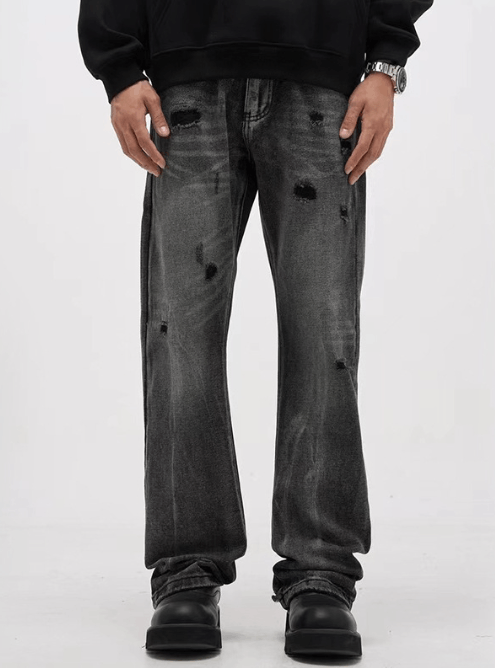 Japanese Brand American high street black washed ripped jeans y2k Size US 32 / EU 48 - 1 Thumbnail