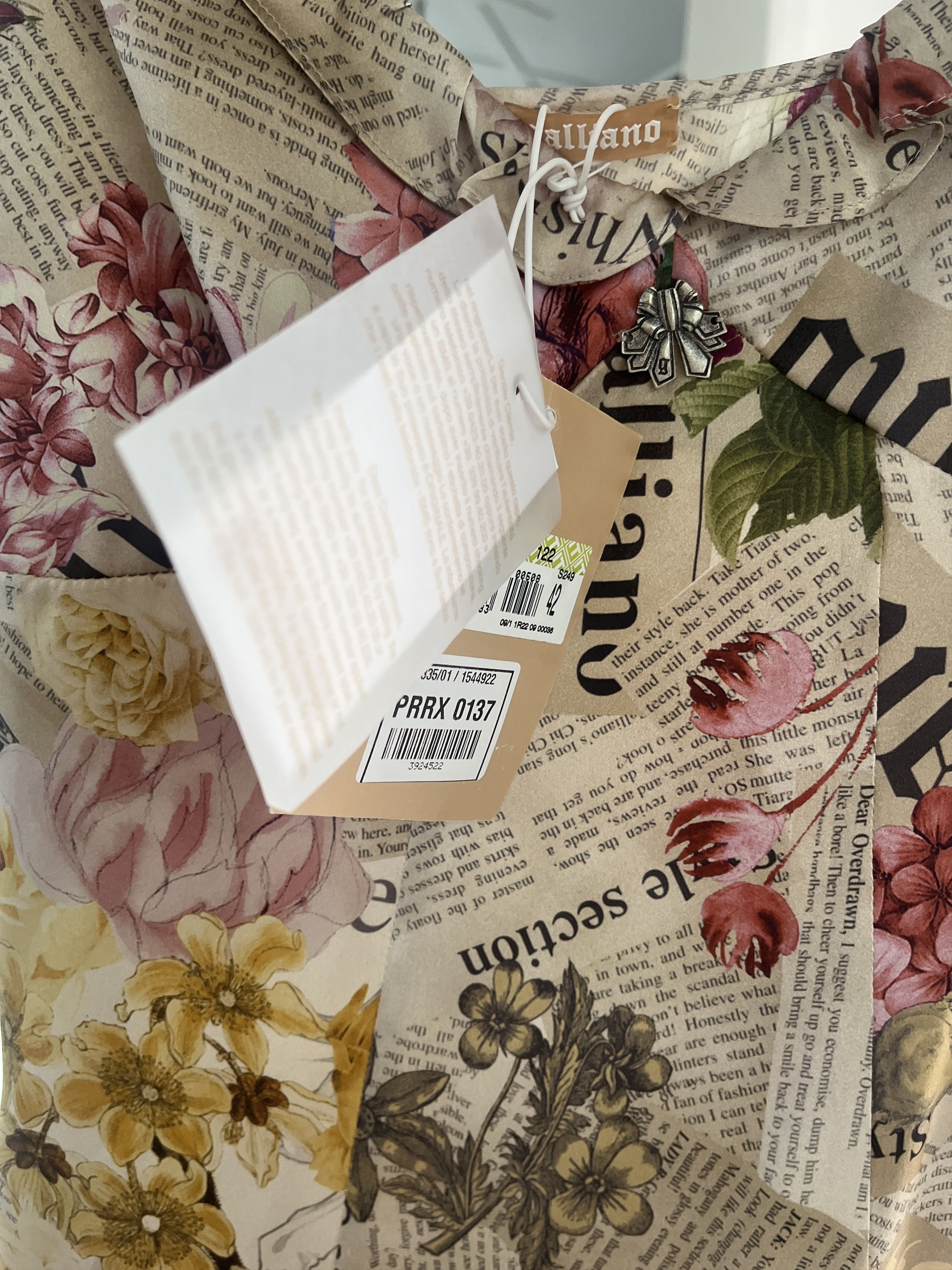 John Galliano John Galliano – Robe Vintage "Newspaper Floral" en Soie Size M / US 6-8 / IT 42-44 - 4 Thumbnail