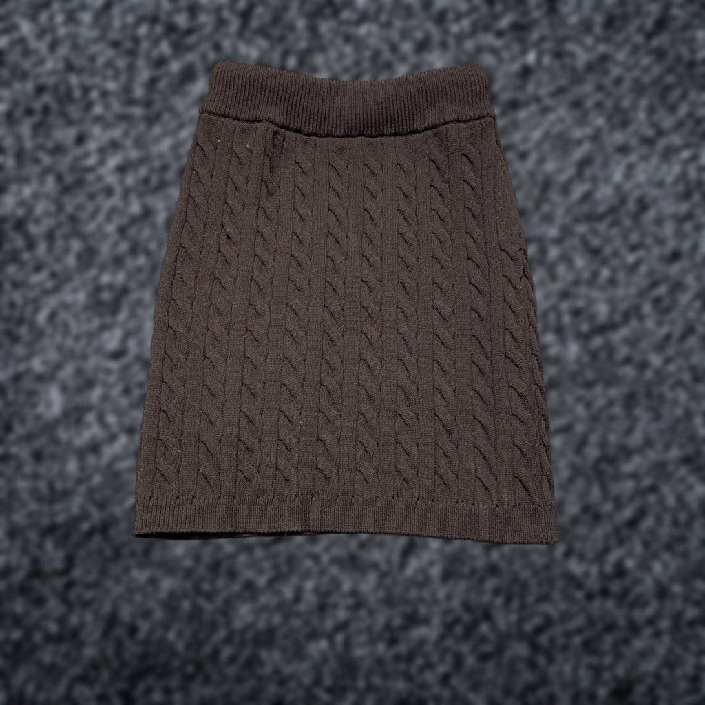 Alexander Wang Alexanderwang A Line SKirt Womens 23W Black Cable Knit Knee Length Elastic Waist Size 40" / US 18 - 1 Thumbnail