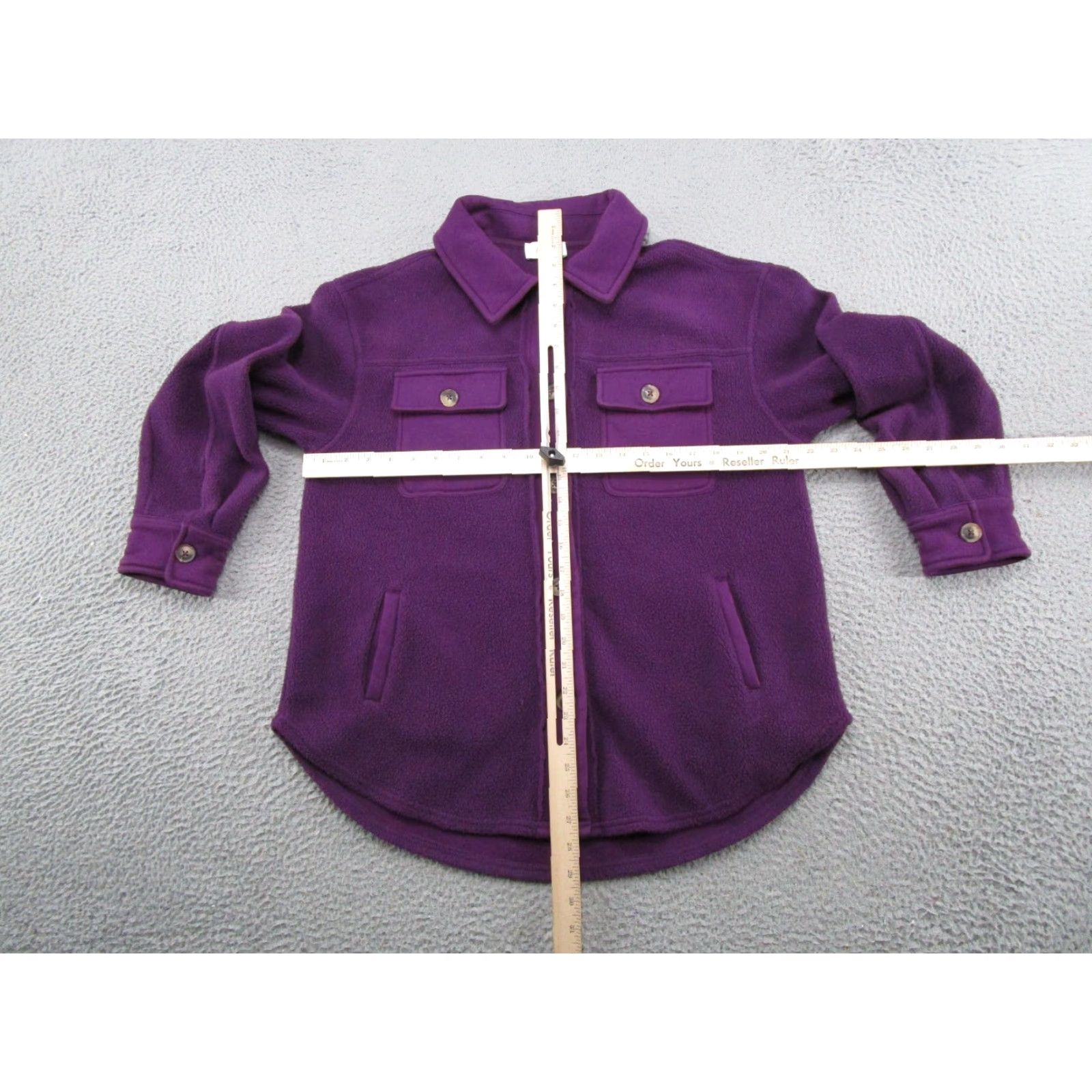 Vintage ODDI Shacket Women's S Purple Heavy Fleece Button Front Pockets Size S / US 4 / IT 40 - 4 Thumbnail