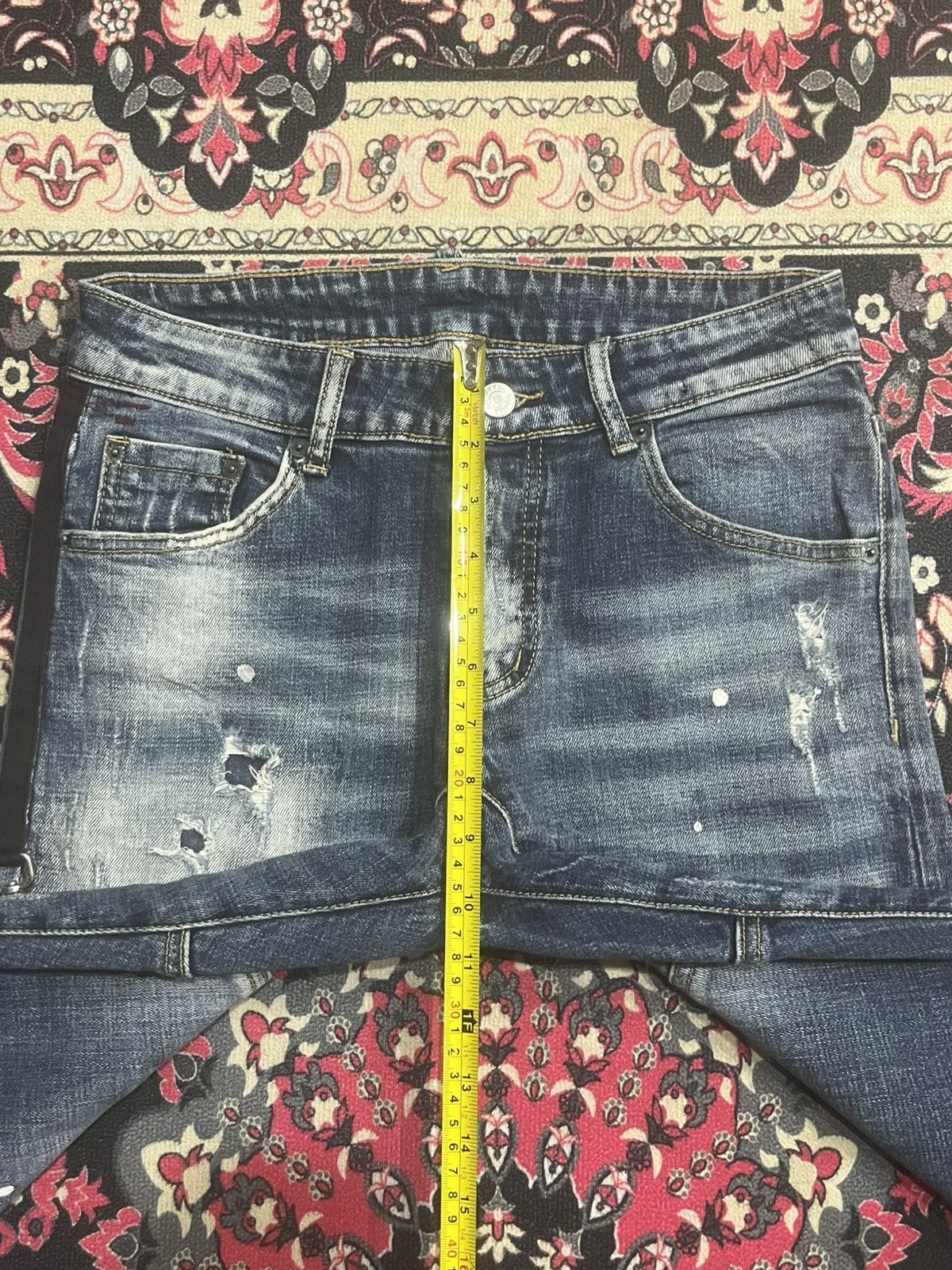 Dsquared2 Dsquared2 Blue Denim Slim Fit Paint Splatter Distressed Jean Size US 29 - 16 Thumbnail