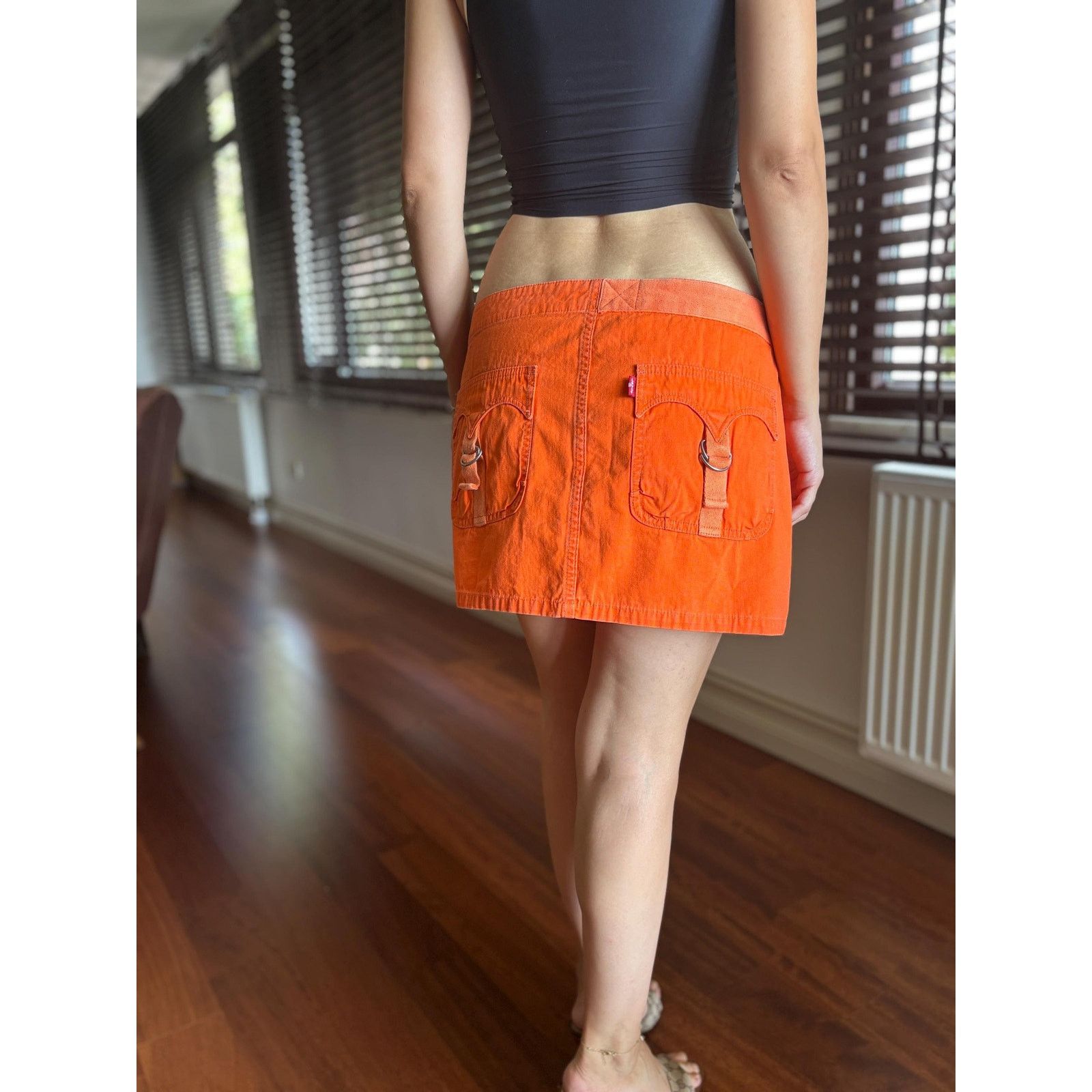 Levi's × Levi's Vintage Clothing Levi’s Red Tab Mini Skirt Y2K Orange D-Ring Pocket Utility M Size 28" / US 6 / IT 42 - 2 Thumbnail