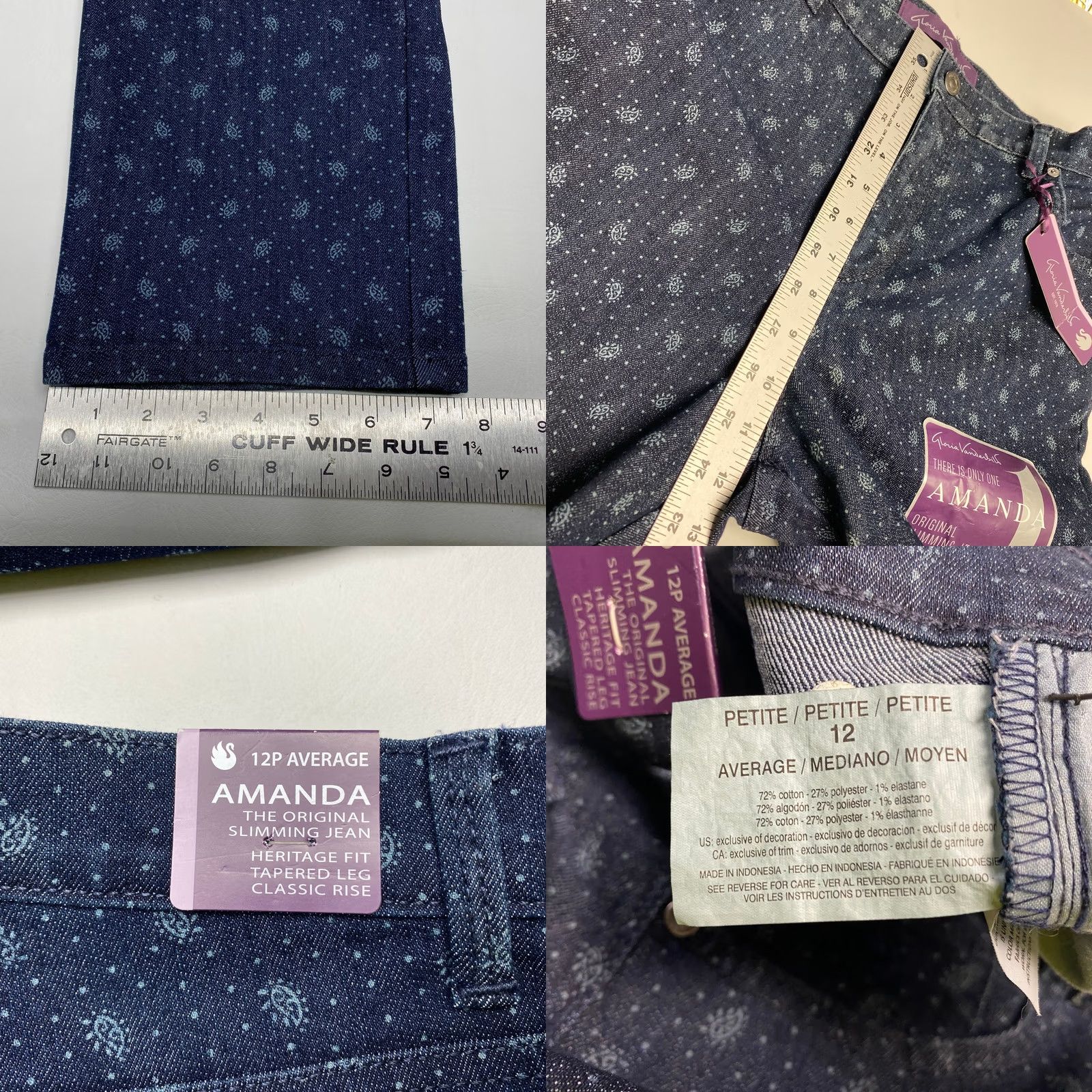 Gloria Vanderbilt Gloria Vanderbilt Amanda Jean 12P Jeans 32x29 Tapered Leg Blue Denim Cotton Blend 5-Pocket Womens Mens Girls Boys Size 34" / US 12 / IT 48 - 8 Thumbnail