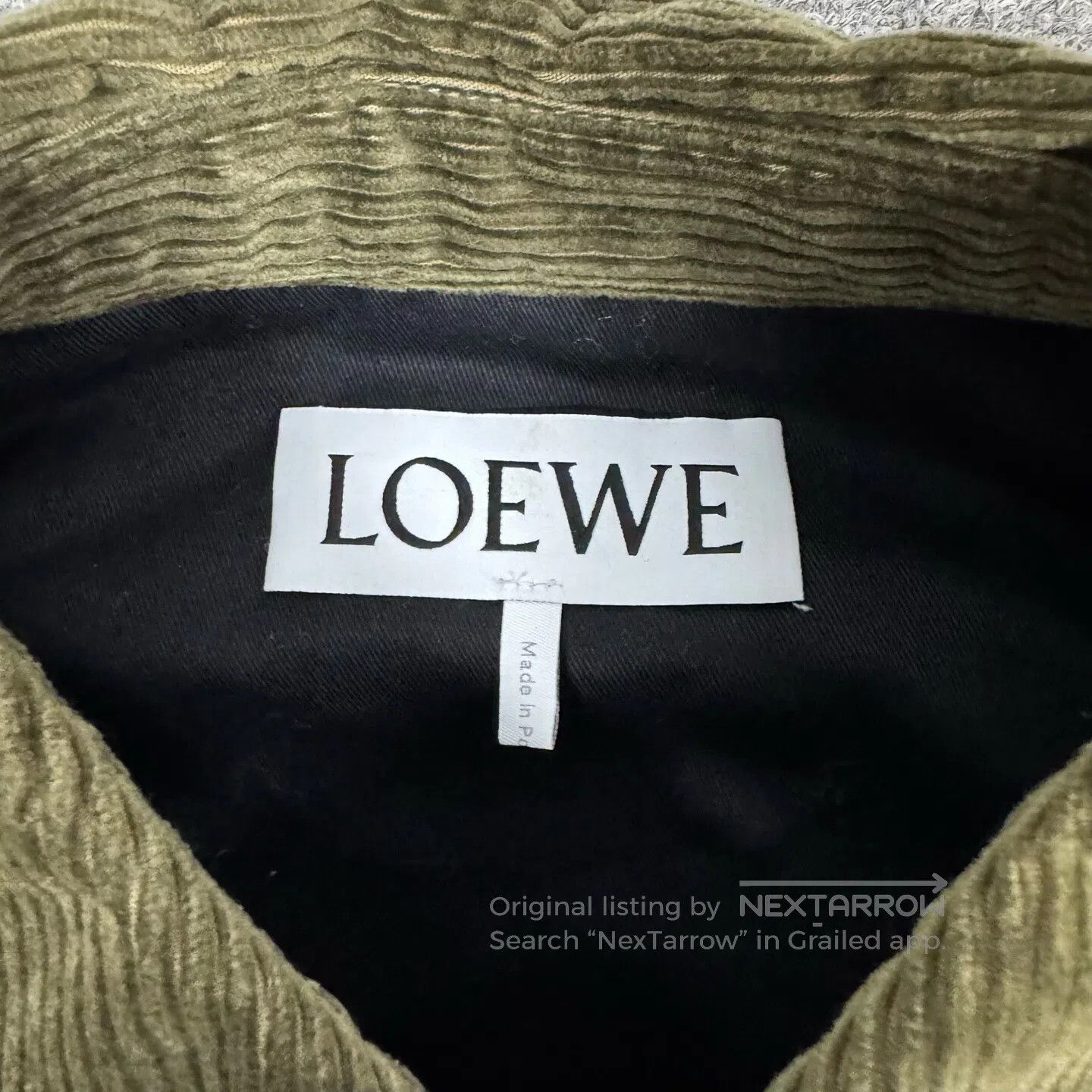 Loewe LOEWE Back leather tag with logo; military-green corduroy Size ONE SIZE - 7 Thumbnail