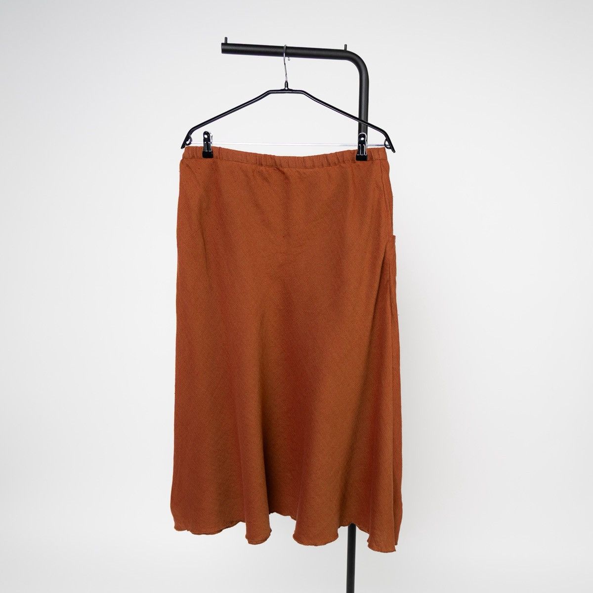 Gudrun Sjoden Gudrun Sjoden Womens Orange Midi Skirt Wool Linen Cotton Size 34" / US 12 / IT 48 - 2 Thumbnail