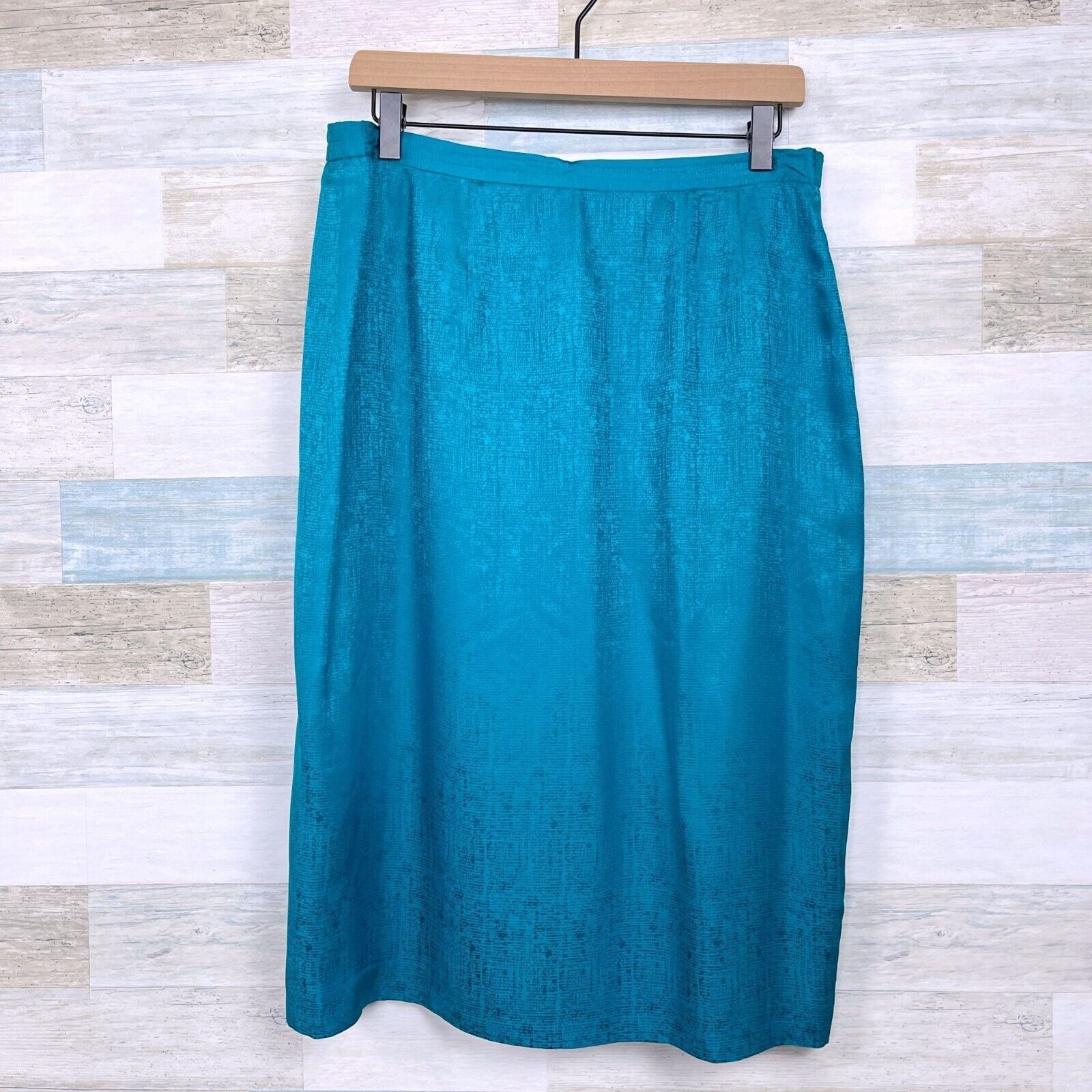 Vintage Adrianna Papell Silk Satin Skirt Suit Blue Womens 12 Size 34" / US 12 / IT 48 - 8 Thumbnail
