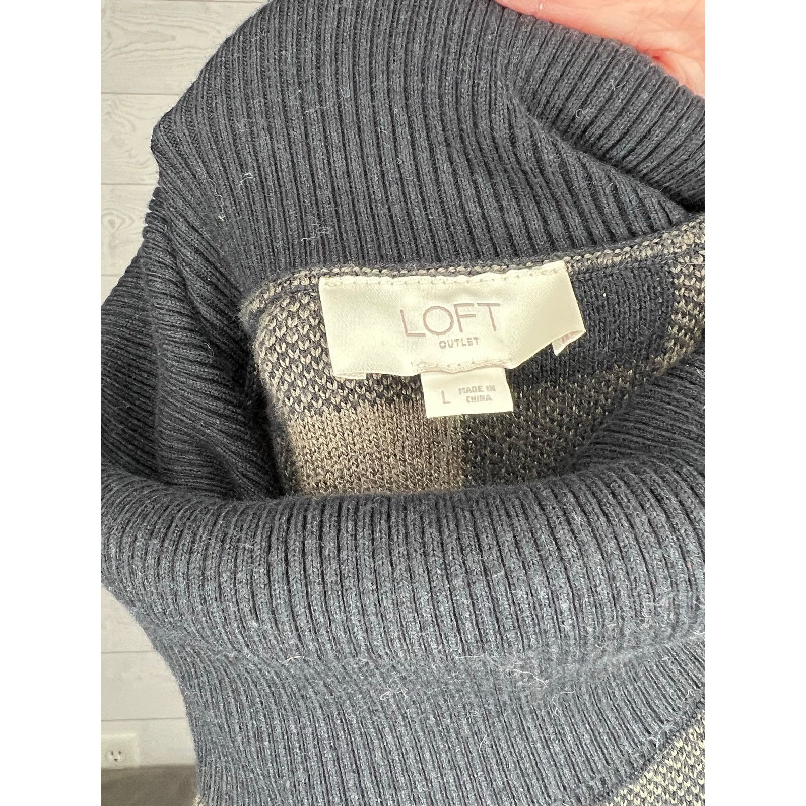 Loft Loft Outlet black/taupe buffalo check sweater Size Large Size L / US 10 / IT 46 - 5 Thumbnail