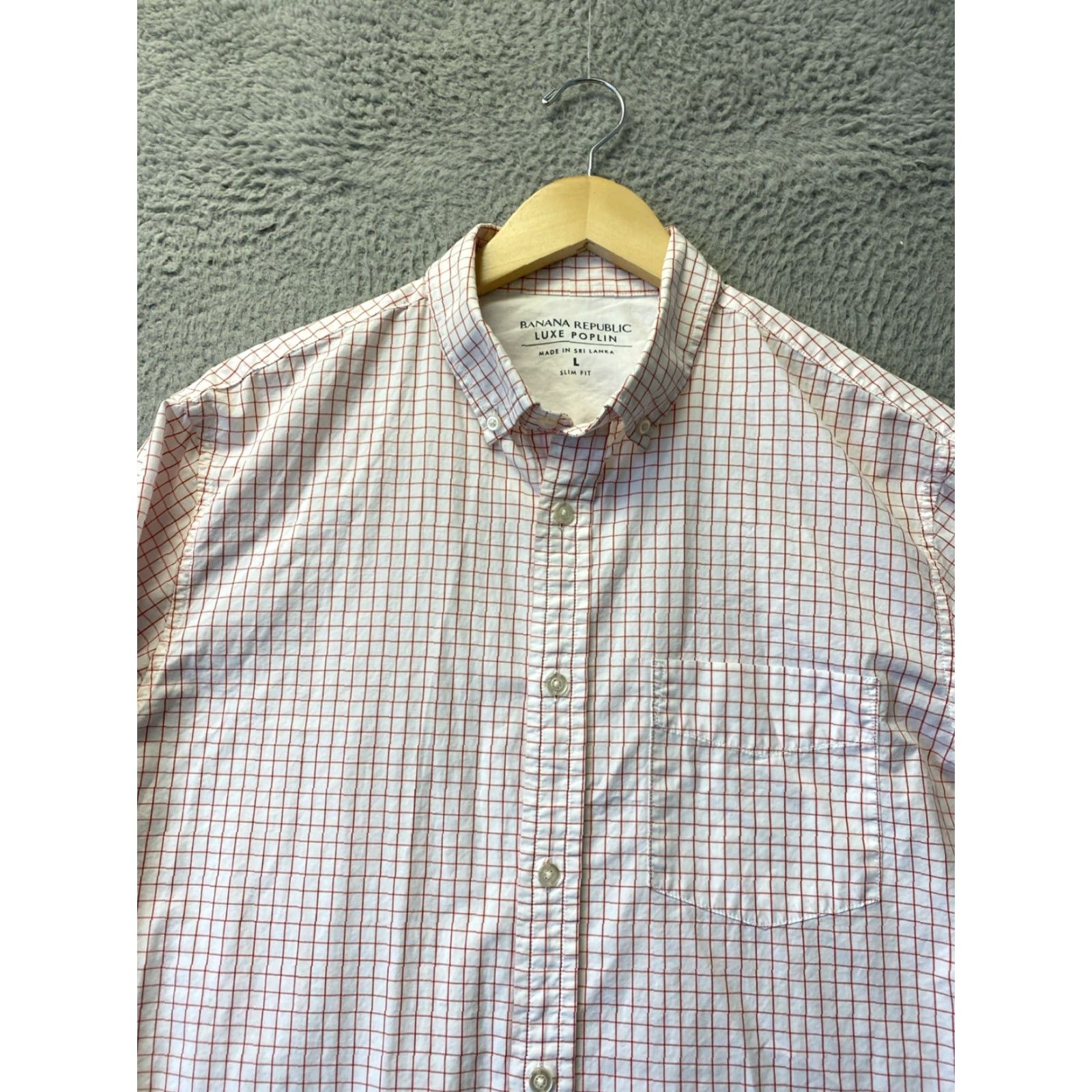 Banana Republic BANANA REPUBLIC Slim Fit Long Sleeve Button-Up Shirt Large Red Check Mens Size US L / EU 52-54 / 3 - 2 Thumbnail