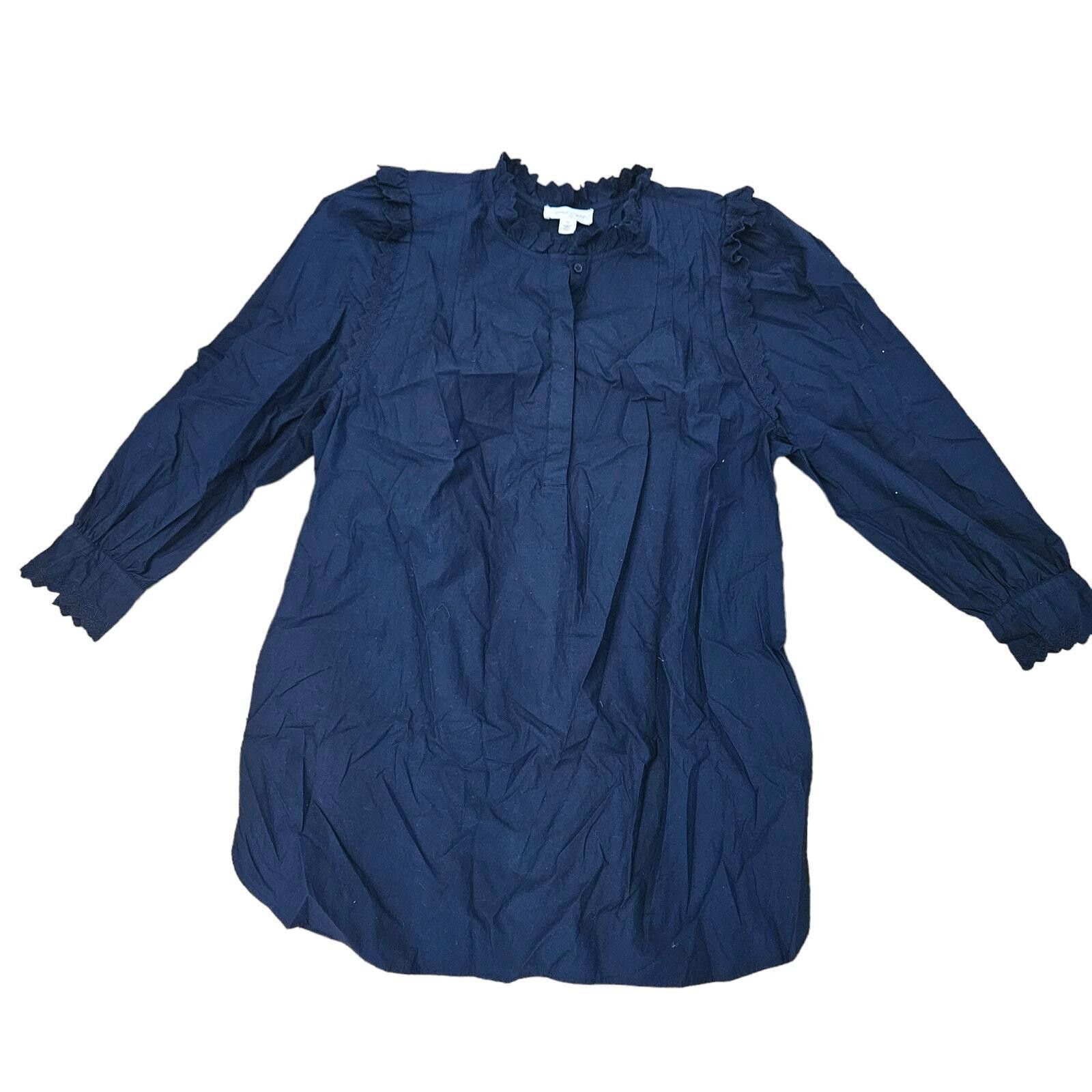 Designer Teasasure Bond Navy Blue Ruffled Blousee Size M Size M / US 6-8 / IT 42-44 - 1 Thumbnail