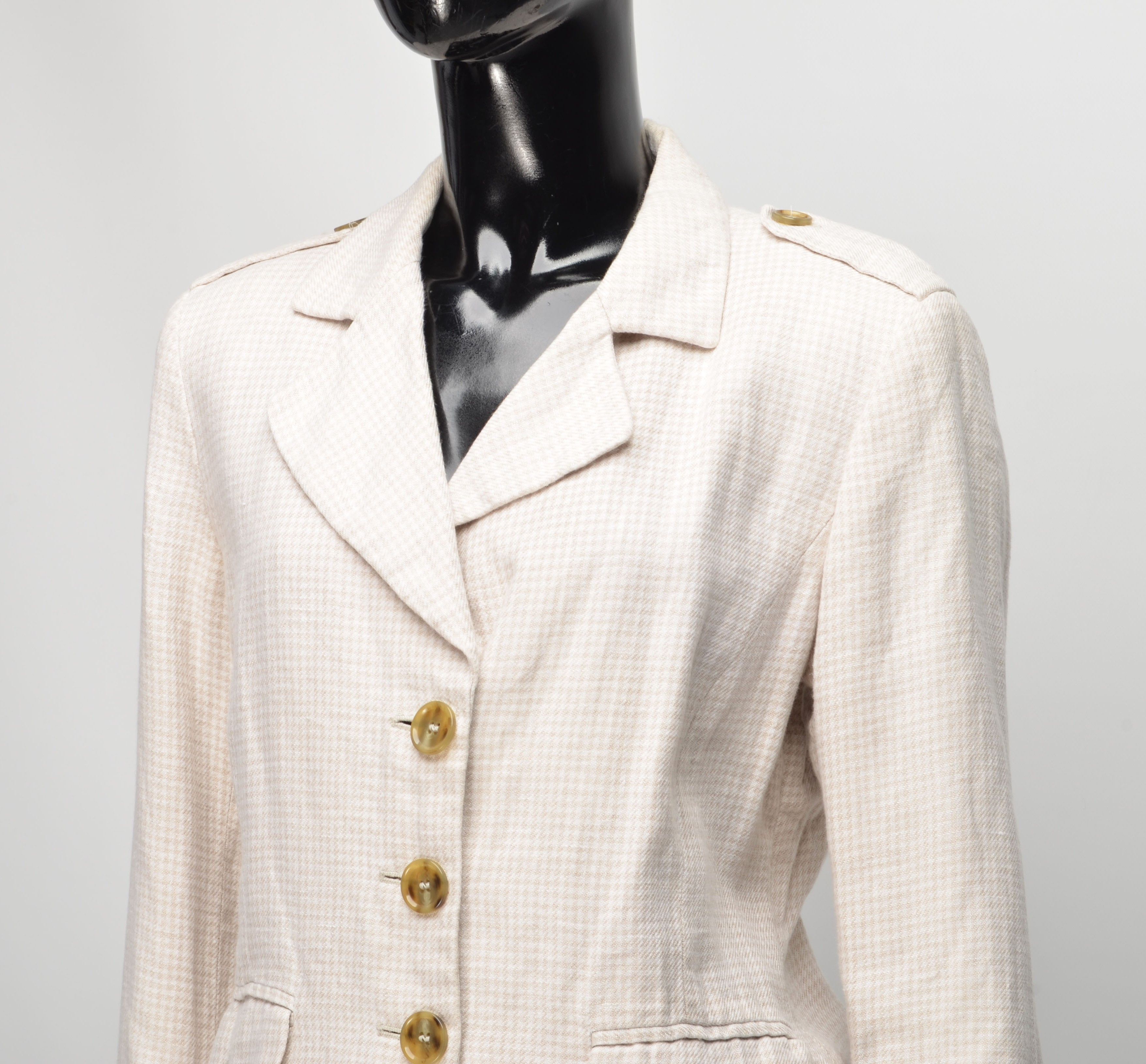 Weekend Max Mara Weekend Max Mara Linen 3 Button Houndstooth Blazer Jacket Size M / US 6-8 / IT 42-44 - 2 Thumbnail